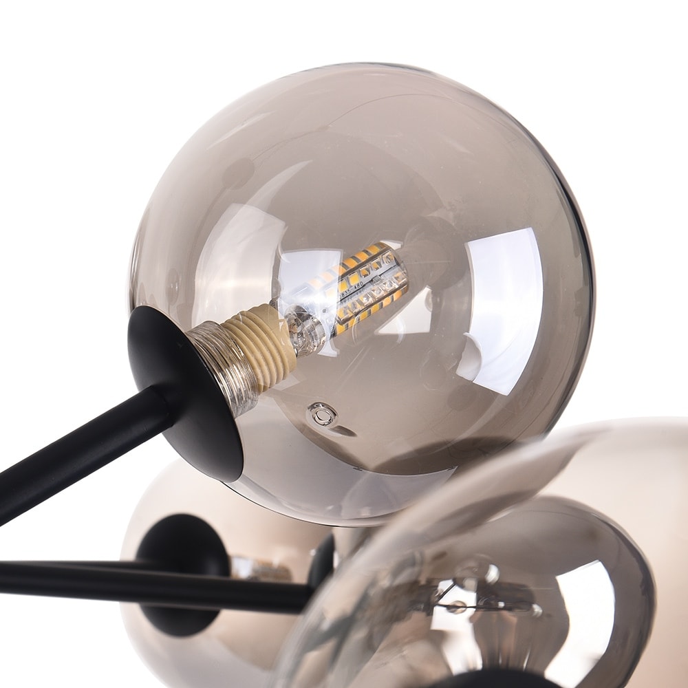 Lustre linéaire moderne à 15 lumières pour îlot de cuisine Sputnik avec branches en verre et bulles