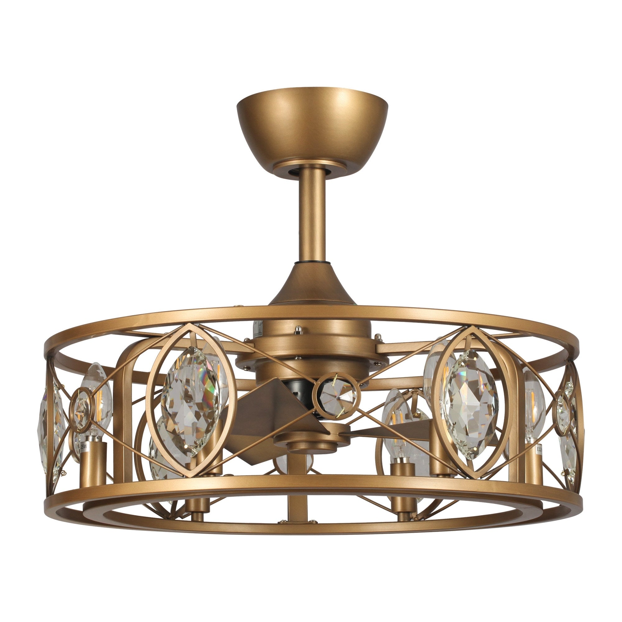 Lustre moderne en cristal avec ventilateur de plafond et télécommande