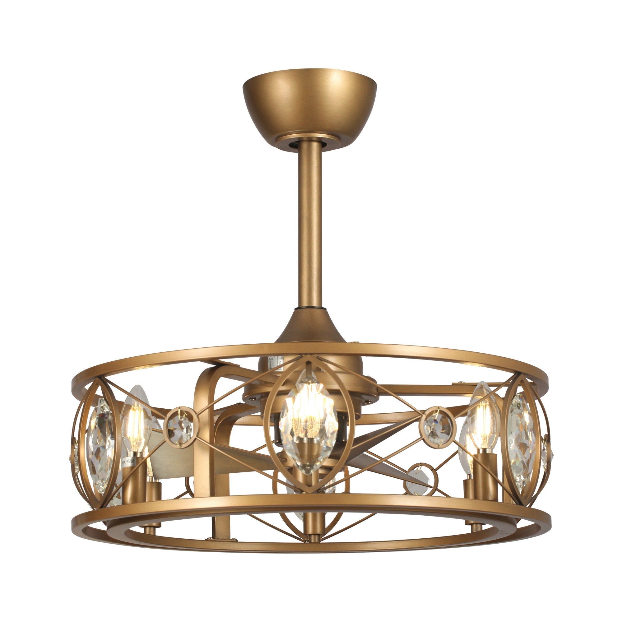 Lustre moderne en cristal avec ventilateur de plafond et télécommande