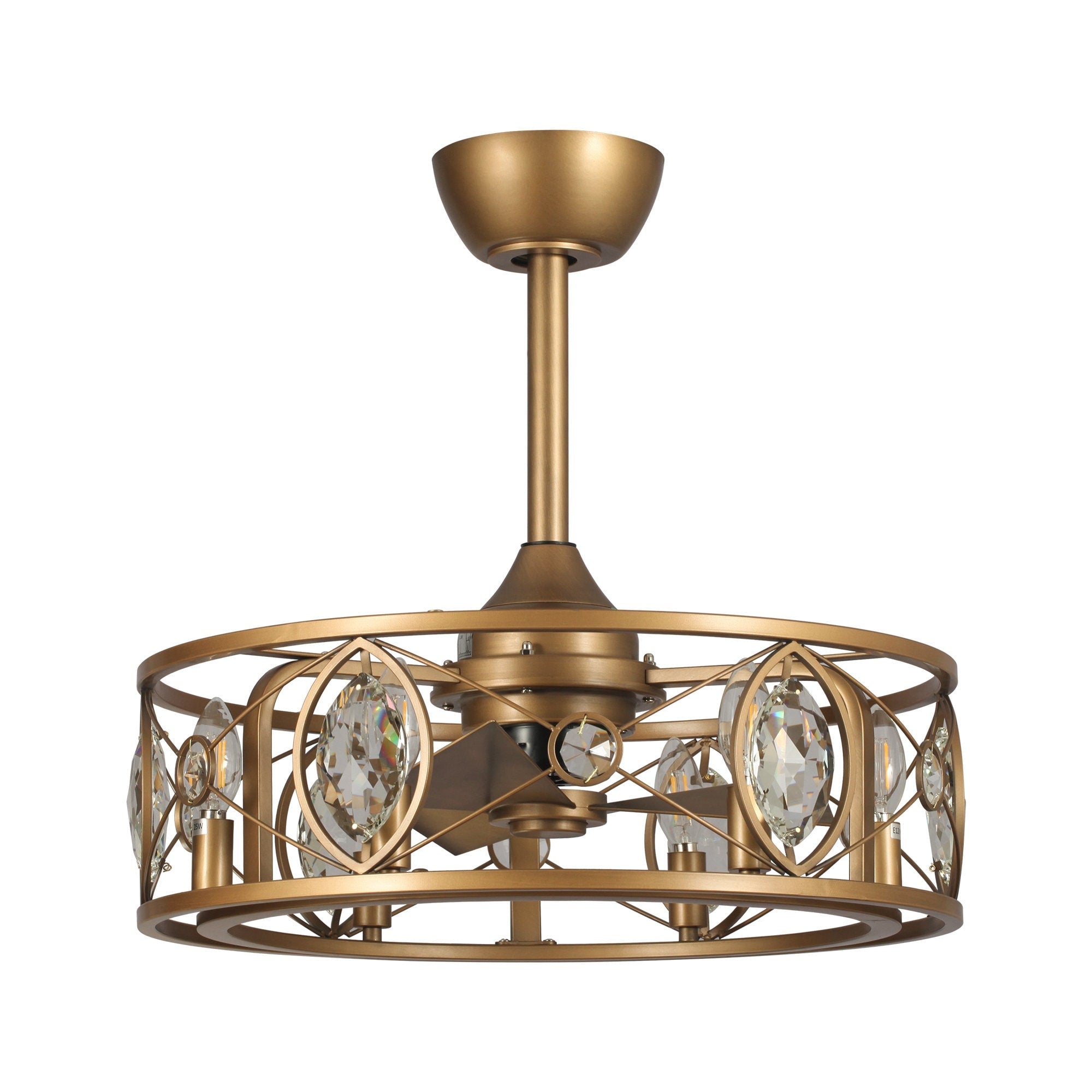 Lustre moderne en cristal avec ventilateur de plafond et télécommande