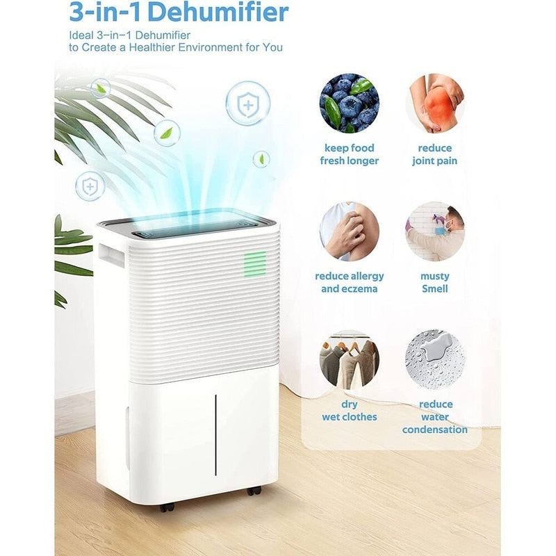 Déshumidificateurs de 3 500 pi² pour sous-sols, maisons, grandes pièces et chambres à coucher, déshumidificateur de garage à faible bruit