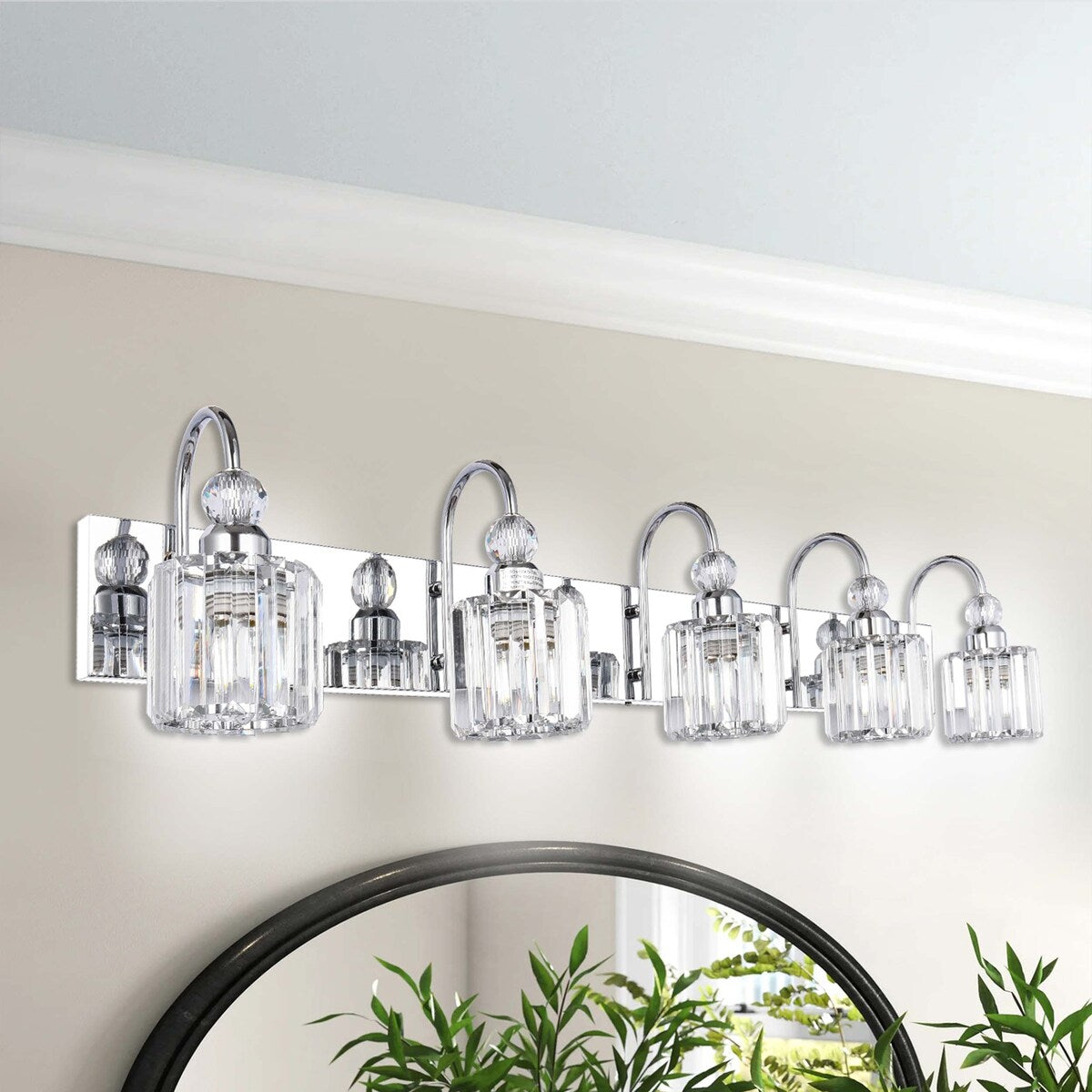 Applique murale moderne en cristal pour salle de bain, éclairage de vanité, chrome/noir/doré