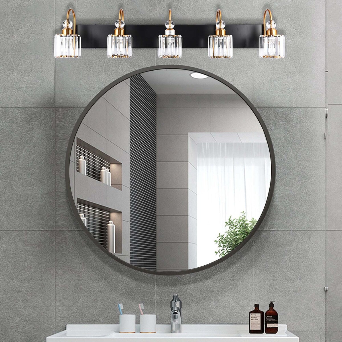 Applique murale moderne en cristal pour salle de bain, éclairage de vanité, chrome/noir/doré
