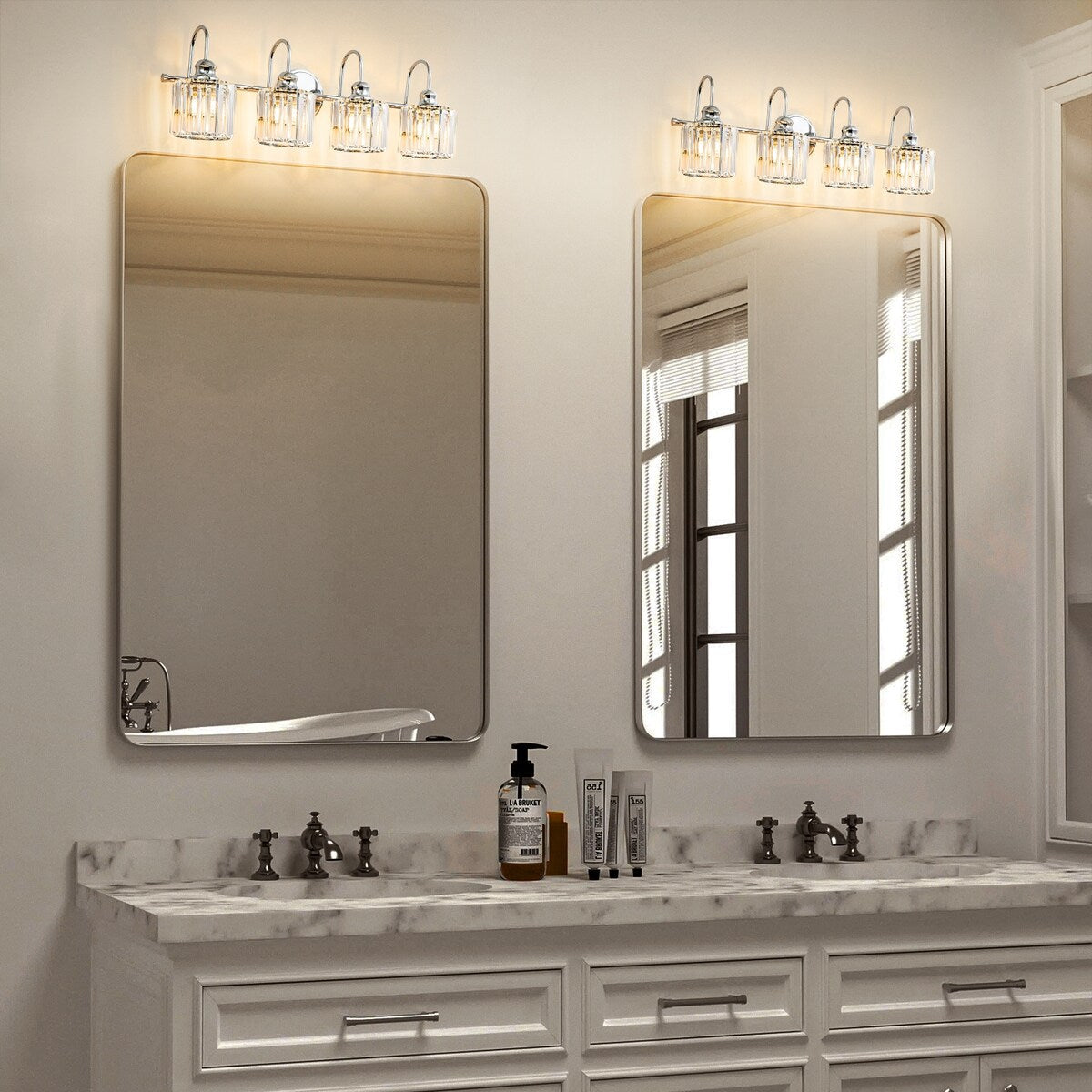 Applique murale moderne en cristal pour salle de bain, éclairage de vanité, chrome/noir/doré