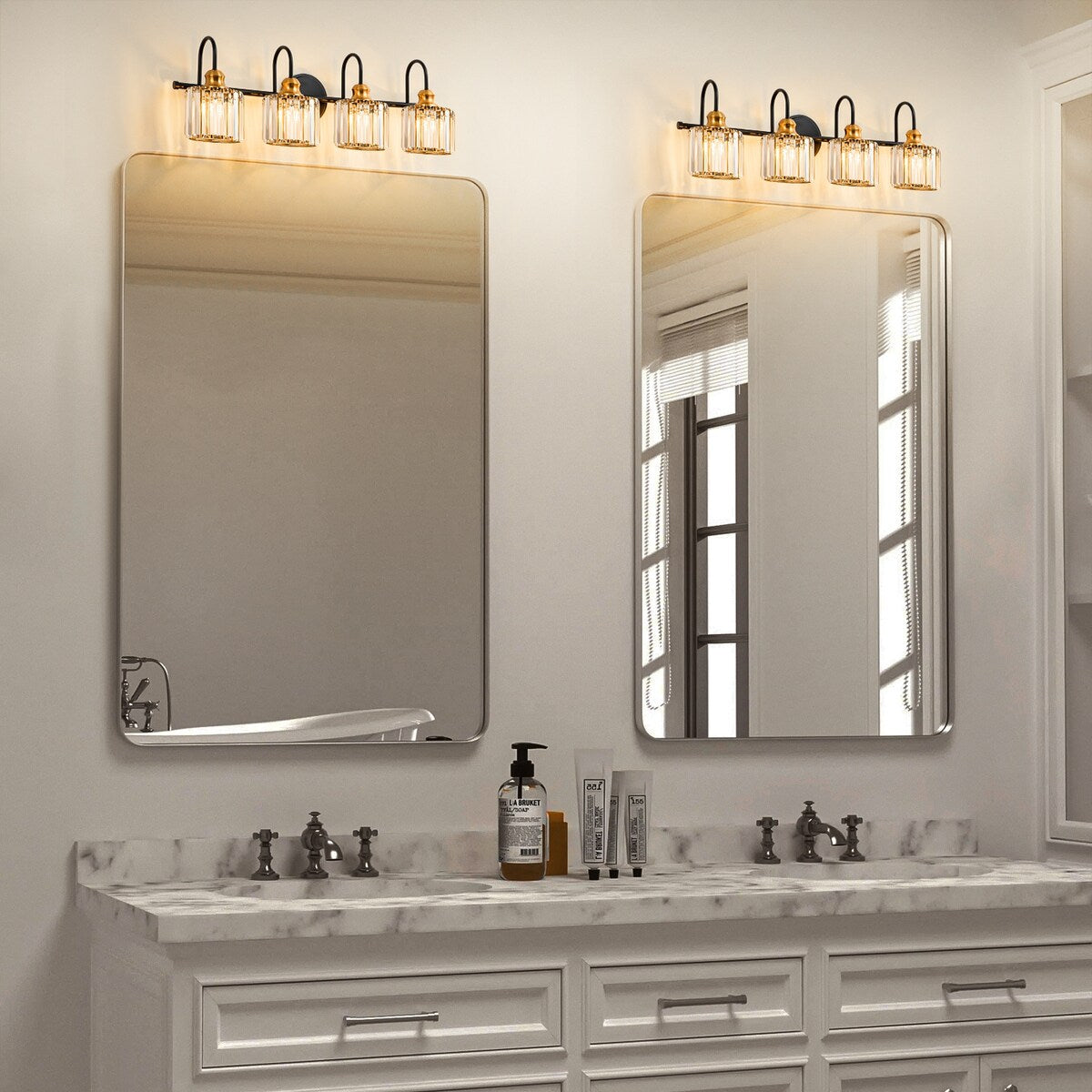 Applique murale moderne en cristal pour salle de bain, éclairage de vanité, chrome/noir/doré