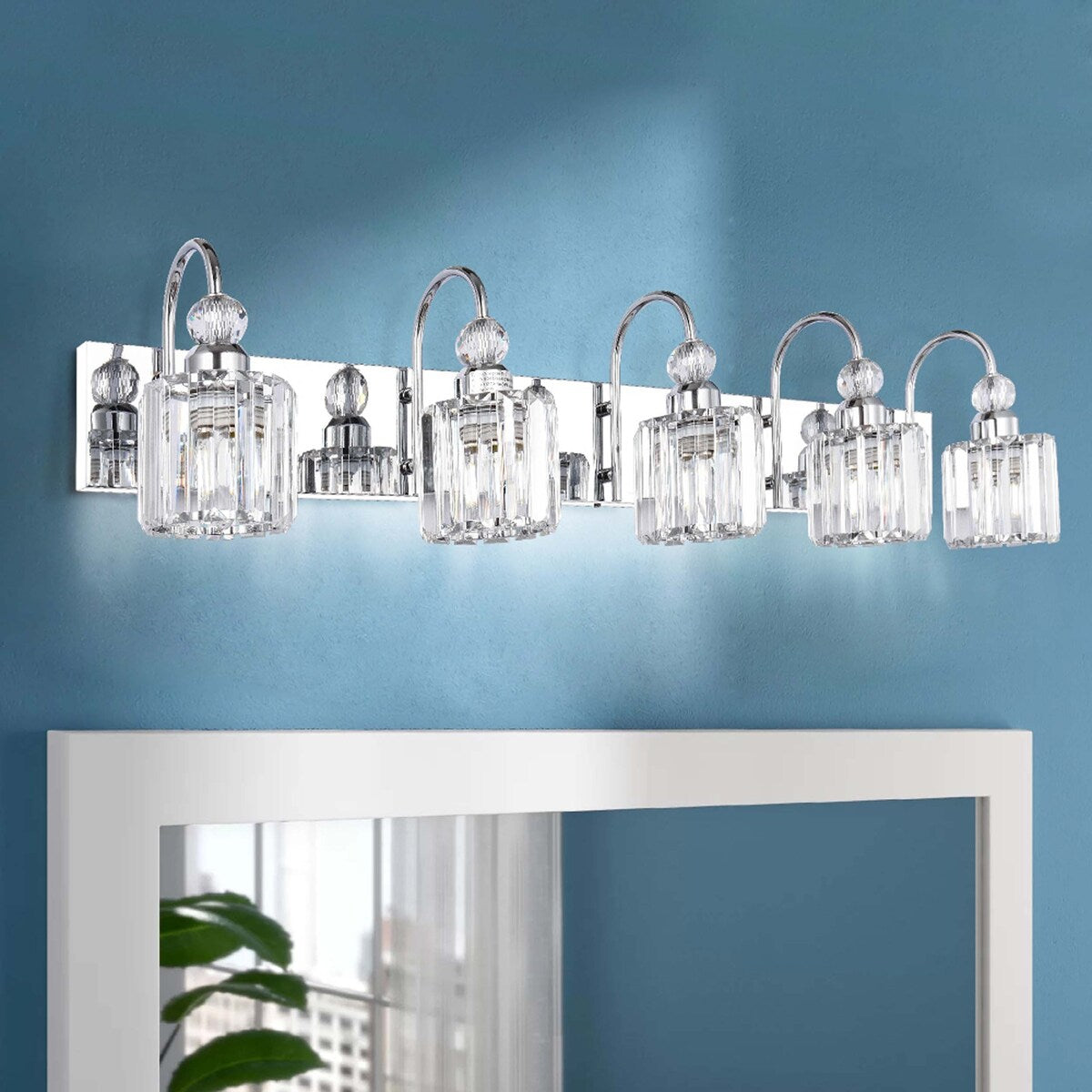 Applique murale moderne en cristal pour salle de bain, éclairage de vanité, chrome/noir/doré
