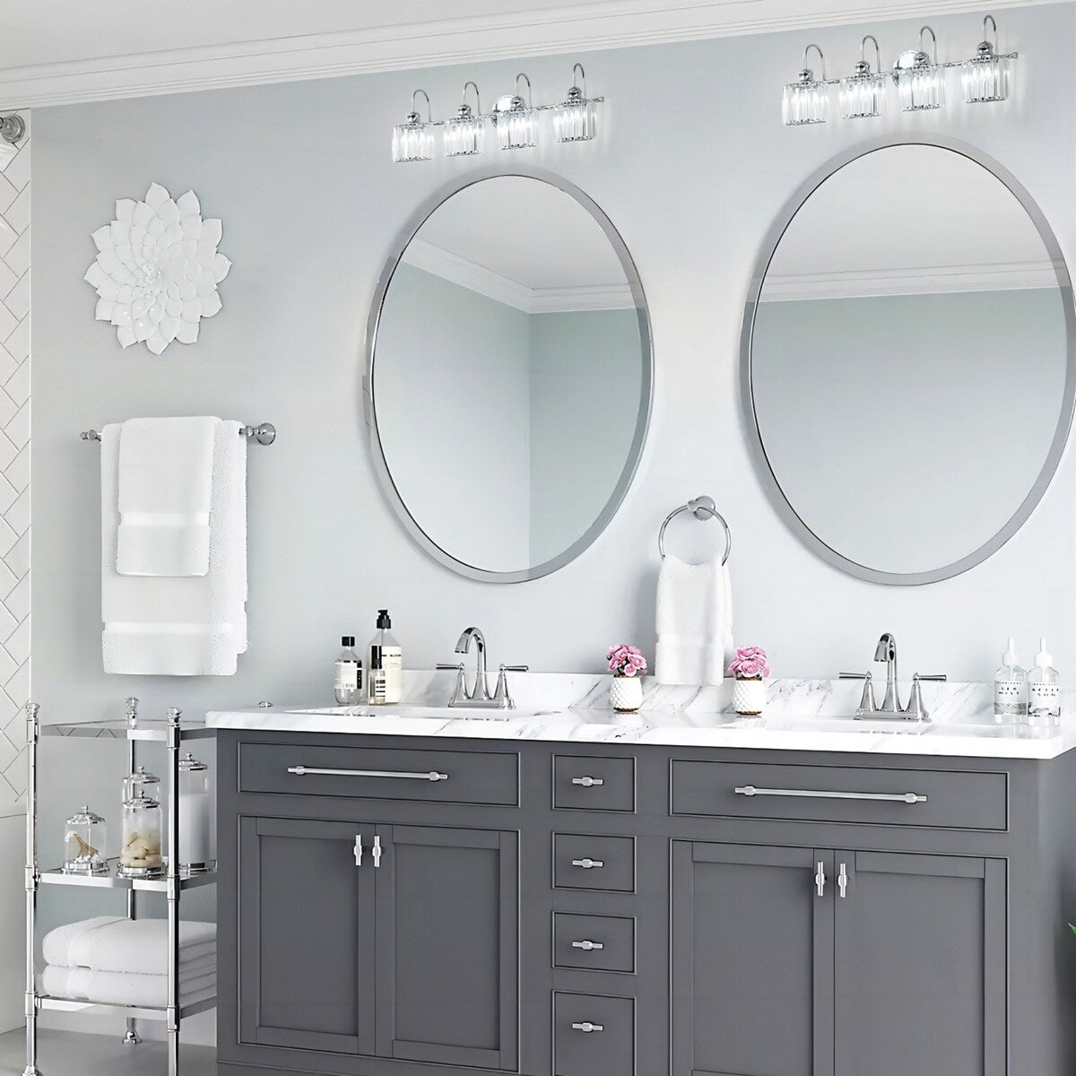 Applique murale moderne en cristal pour salle de bain, éclairage de vanité, chrome/noir/doré