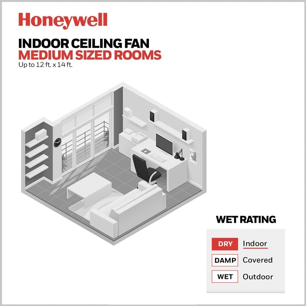 Ventilateur de plafond Honeywell Carmel 48 avec éclairage intégré et télécommande