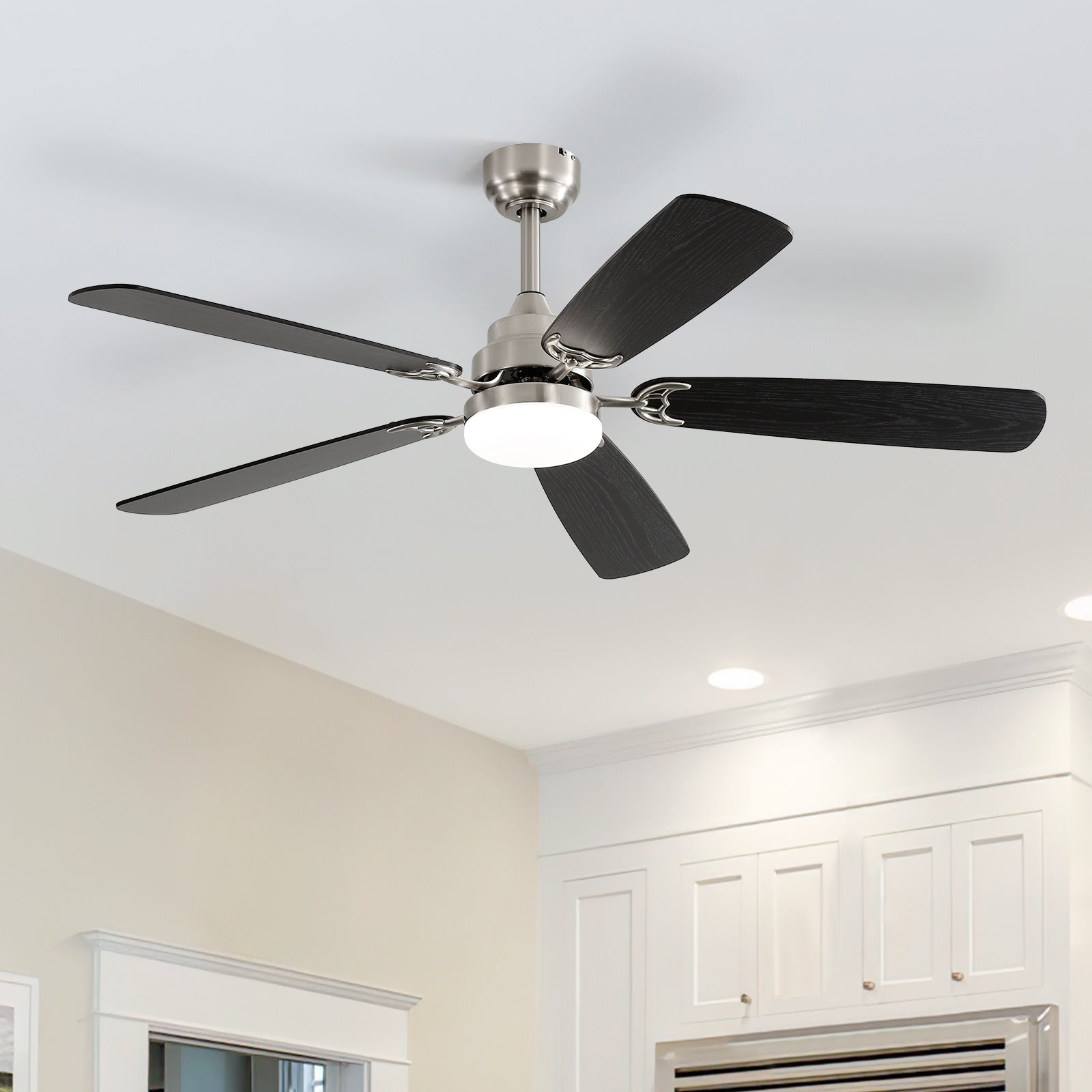 Ventilateur de plafond à LED intégré 48 et 52 pouces avec lumière et télécommande, moteur CC réversible