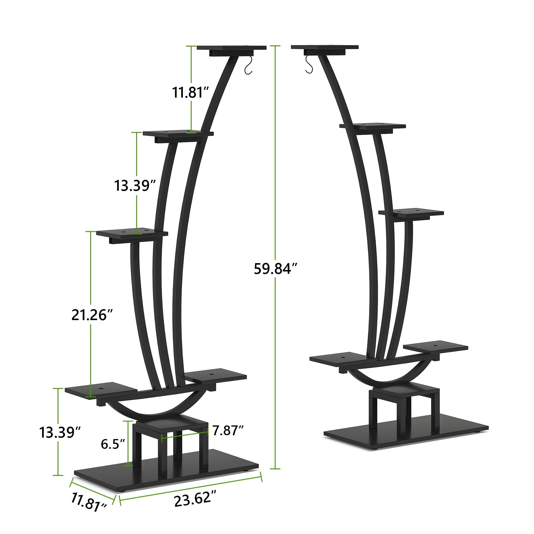 Support pour plantes d'intérieur, étagère à fleurs à 6 niveaux pour jardin - Lot de 2