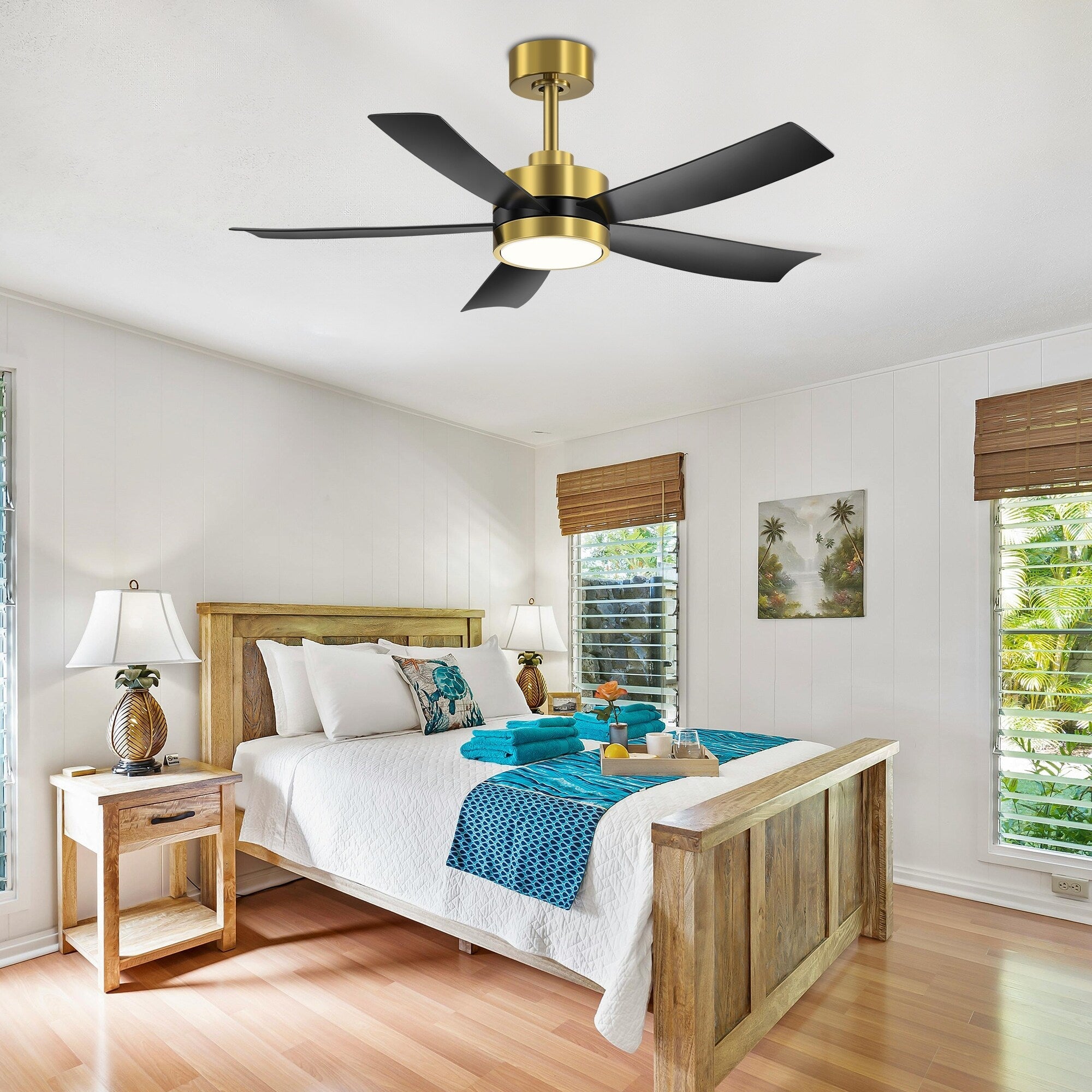 Ventilateur de plafond LED Breezary 65/52/42 à 5 pales avec kit d'éclairage et télécommande