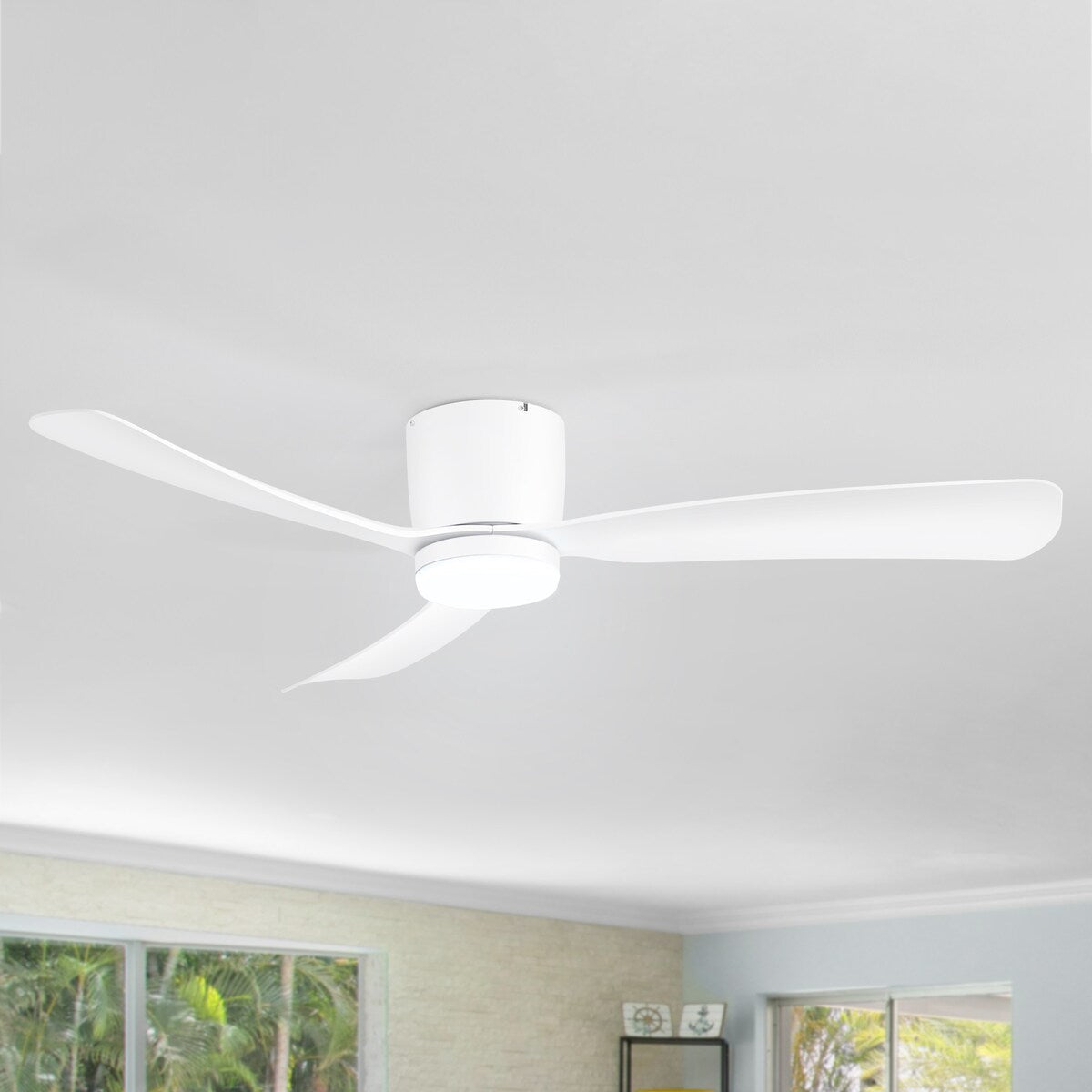 Ventilateur de plafond encastré à DEL noir/blanc de 52 pouces avec télécommande (3 pales)