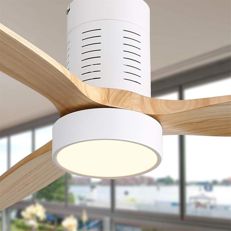 Ventilateur de plafond encastré de style campagnard de 52 pouces avec éclairage et télécommande, moteur CC réversible