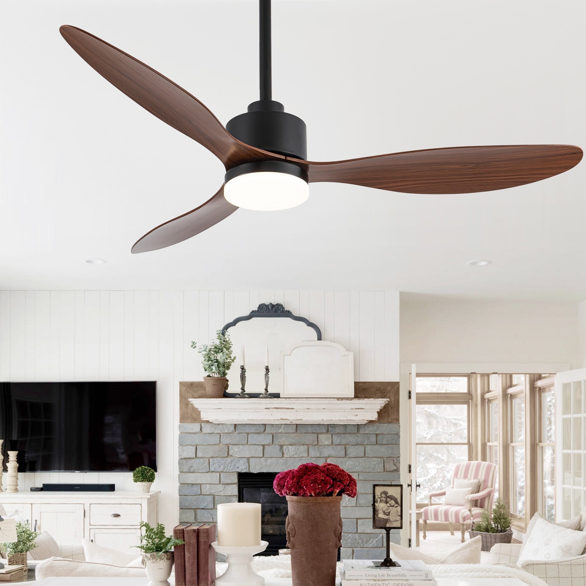 Ventilateur de plafond à DEL de 52 pouces avec télécommande (3 pales)