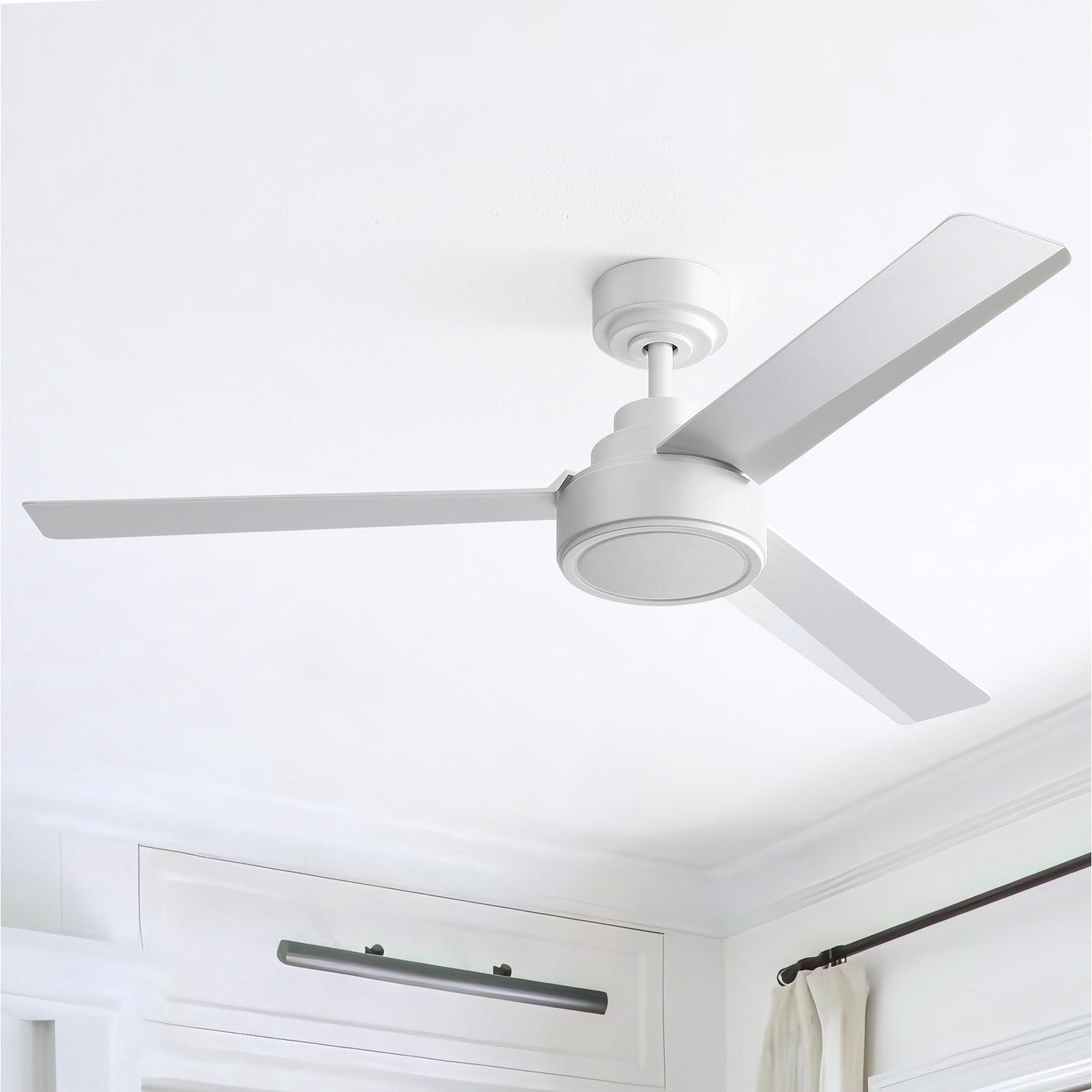 Ventilateur de plafond moderne en bois massif/ABS de 52 pouces avec télécommande (sans lumière), 6 vitesses de vent, flux d'air réversible
