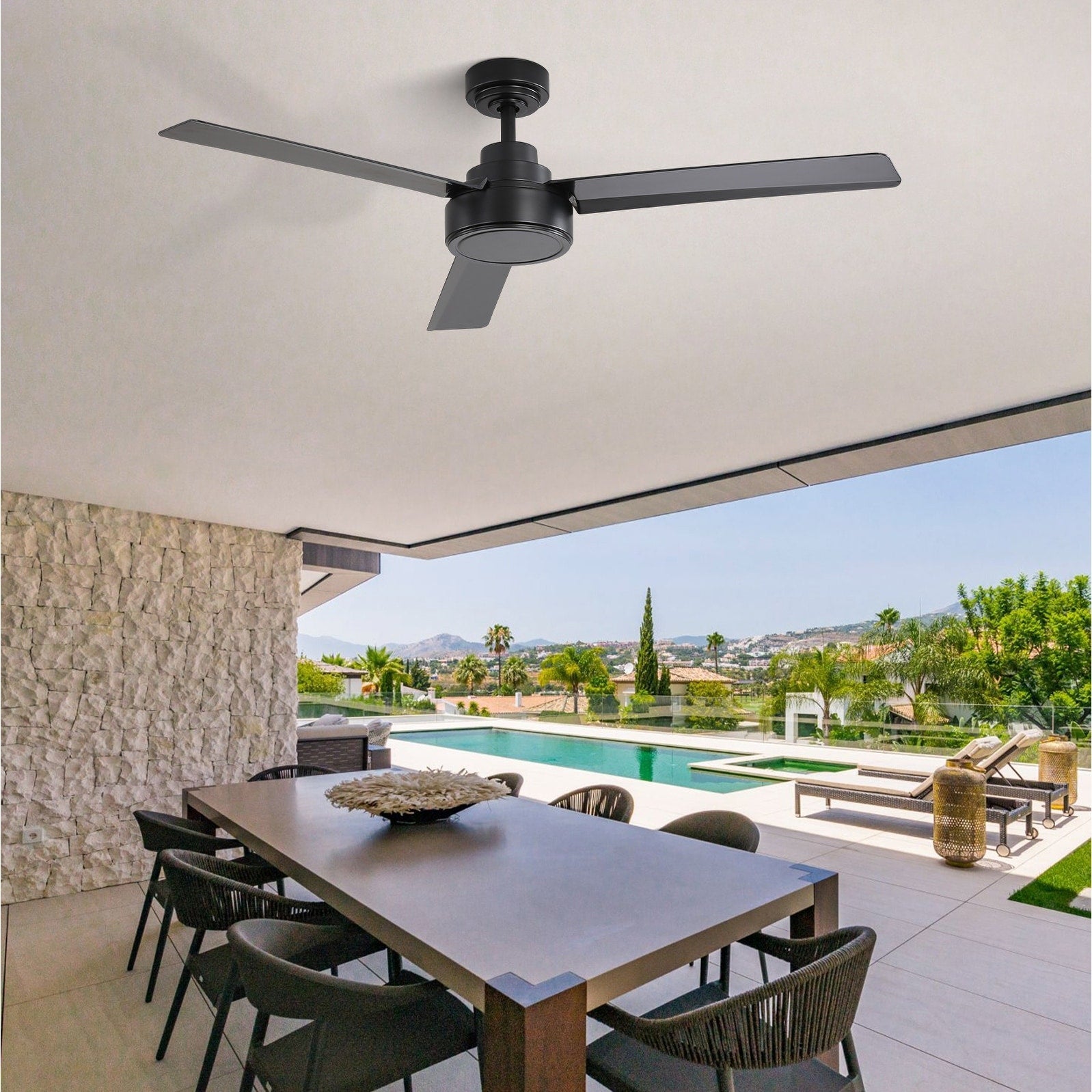 Ventilateur de plafond moderne en bois massif/ABS de 52 pouces avec télécommande (sans lumière), 6 vitesses de vent, flux d'air réversible