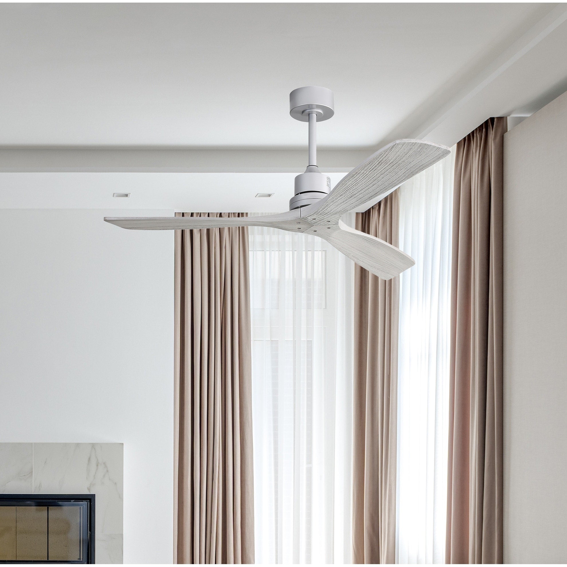 Ventilateur de plafond moderne en bois massif/ABS de 52 pouces avec télécommande (sans lumière), 6 vitesses de vent, flux d'air réversible