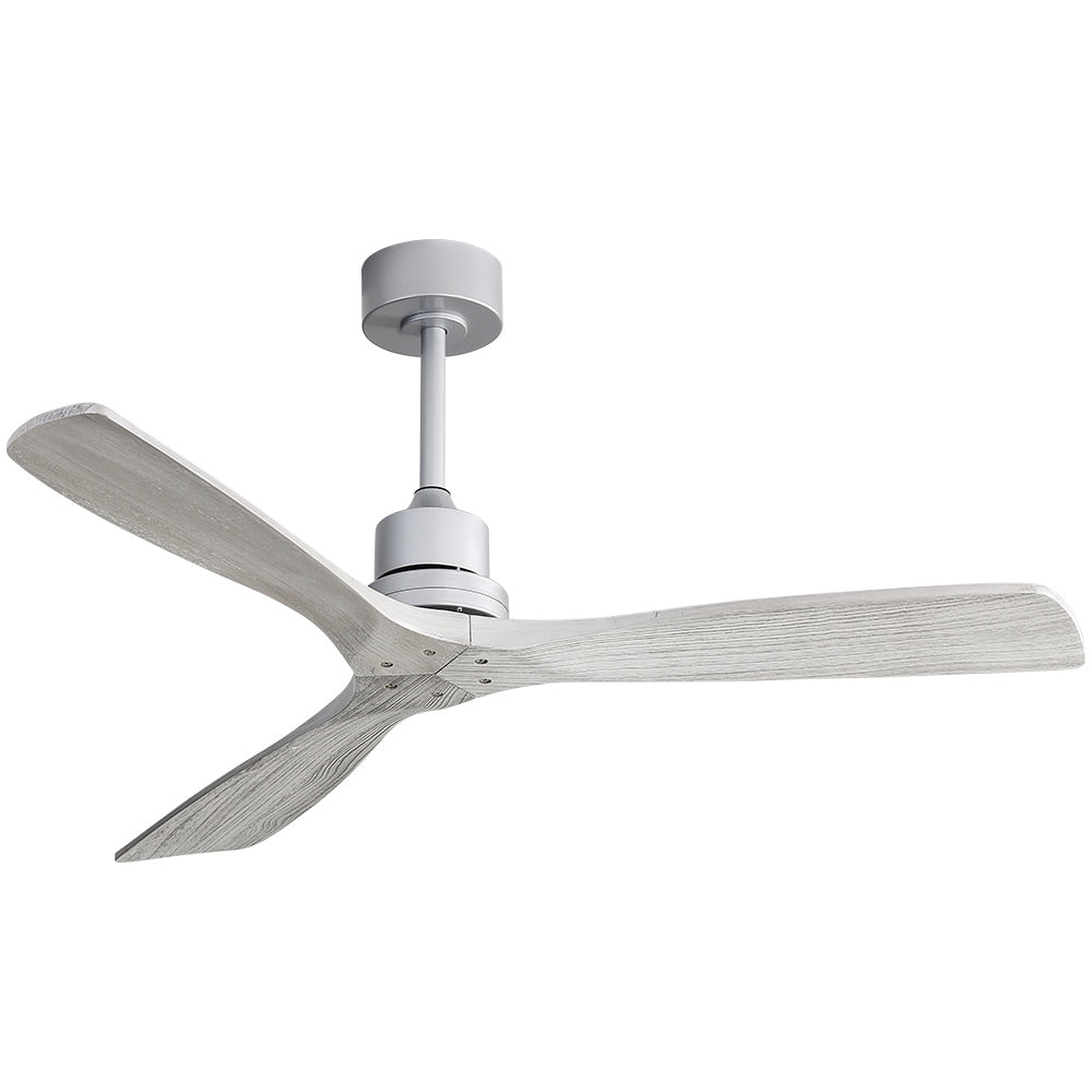 Ventilateur de plafond moderne en bois massif/ABS de 52 pouces avec télécommande (sans lumière), 6 vitesses de vent, flux d'air réversible