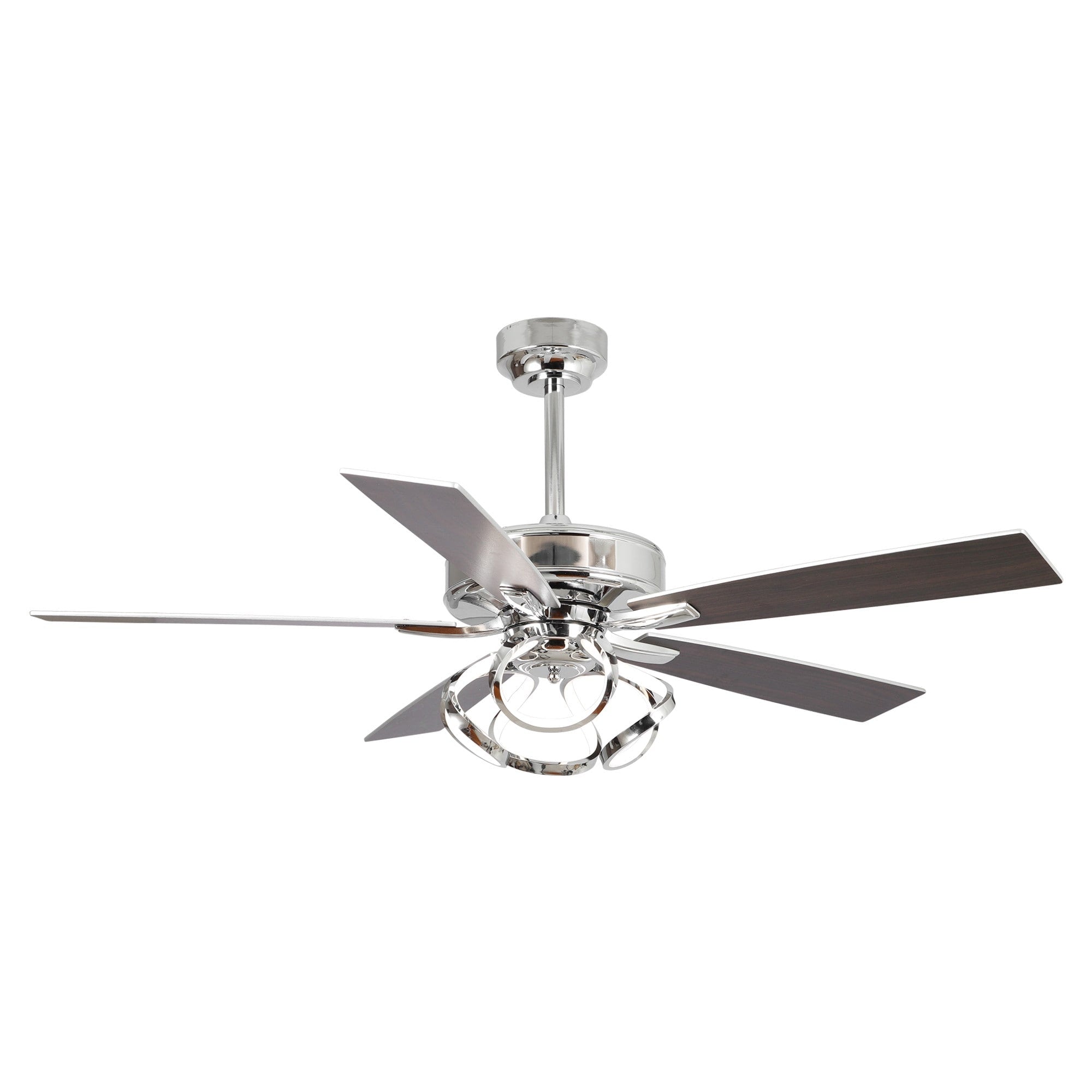 Ventilateur de plafond LED d'intérieur moderne chromé/noir à intensité variable avec lumière et télécommande