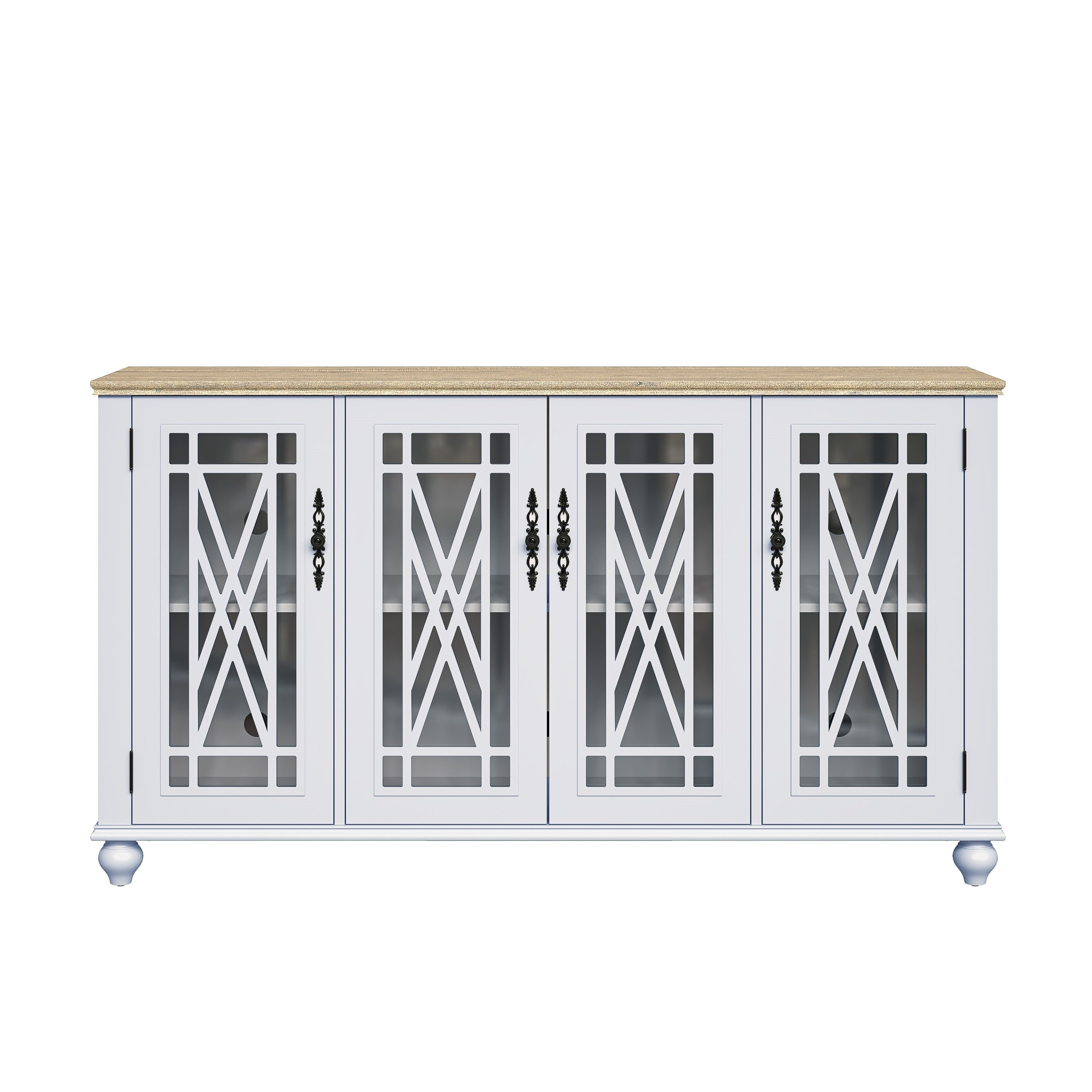 Buffet d'appoint de cuisine en bois de style vintage de 63 po de largeur
