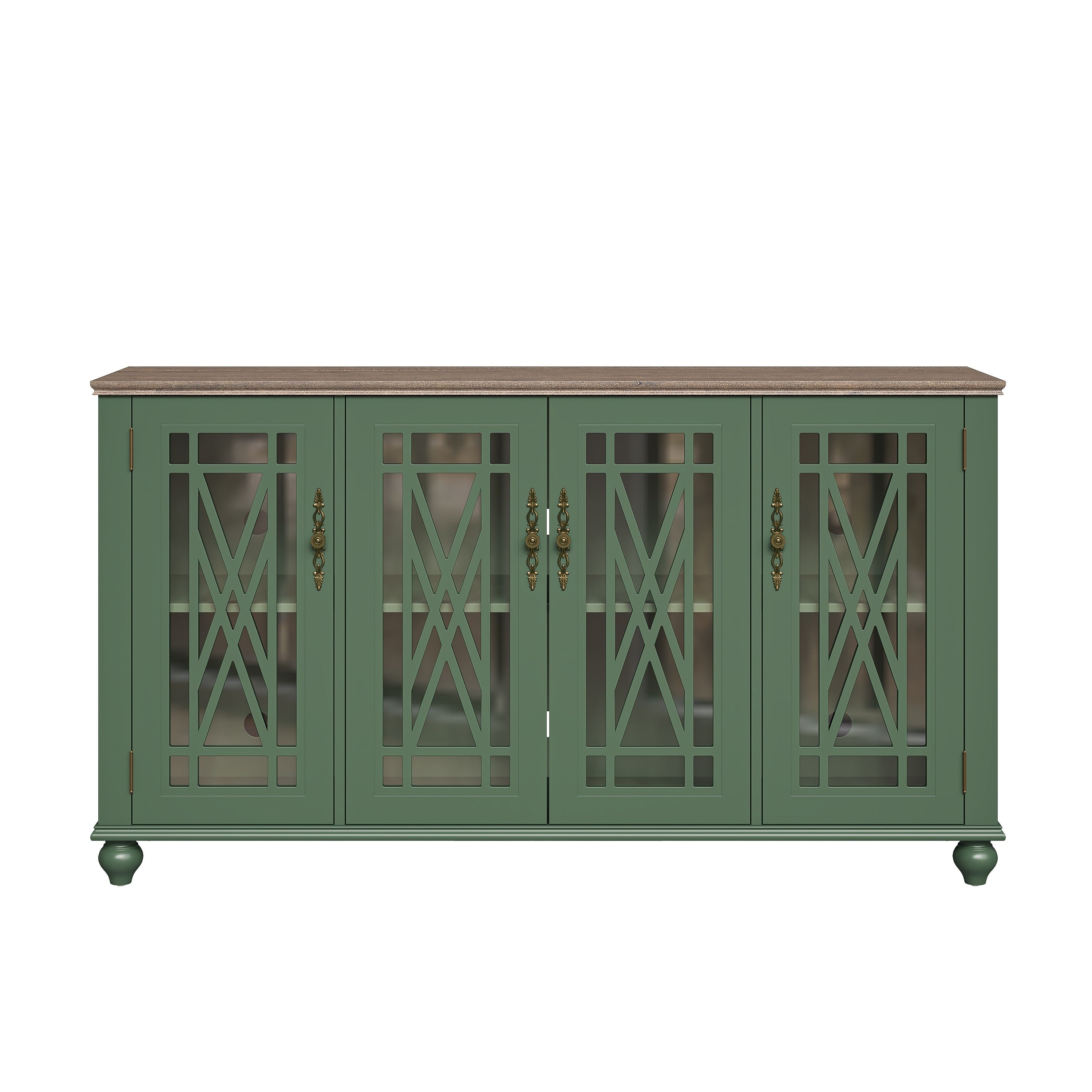 Buffet d'appoint de cuisine en bois de style vintage de 63 po de largeur