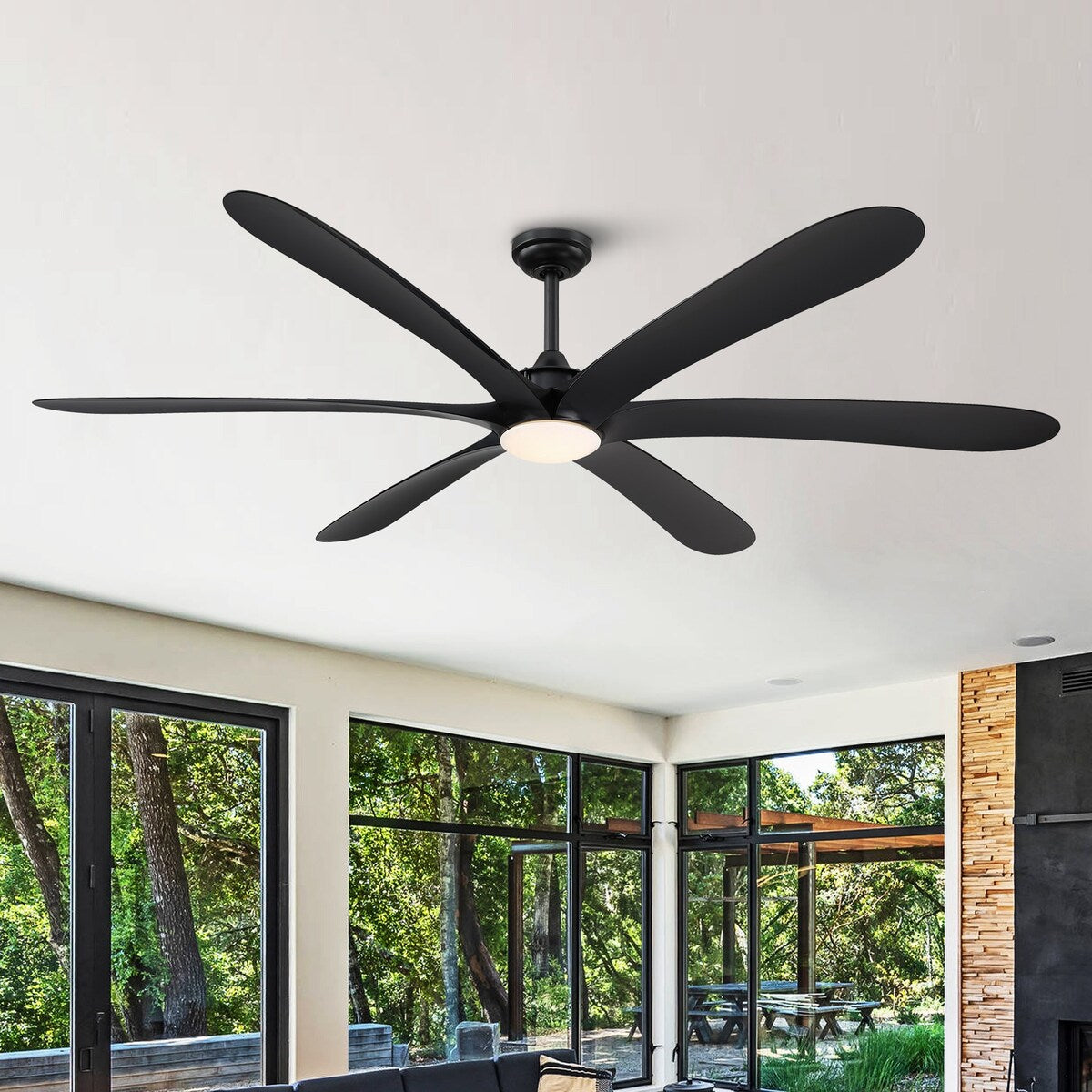 Grand ventilateur de plafond à courant continu à 6 pales en bois flotté de 72 pouces avec lumière et télécommande