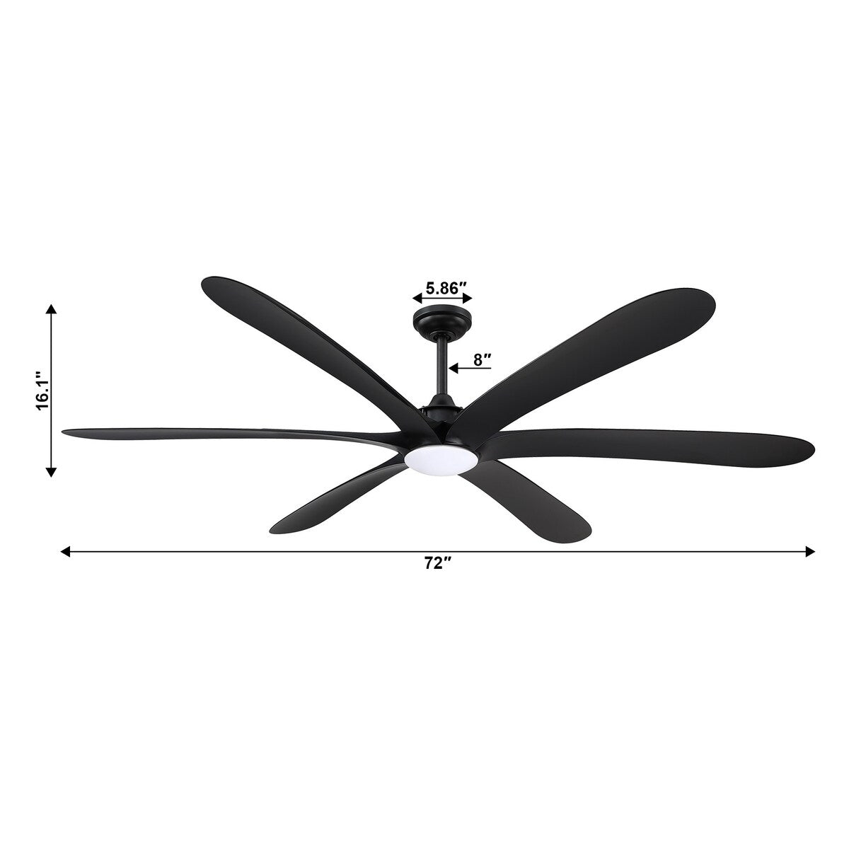 Grand ventilateur de plafond à courant continu à 6 pales en bois flotté de 72 pouces avec lumière et télécommande
