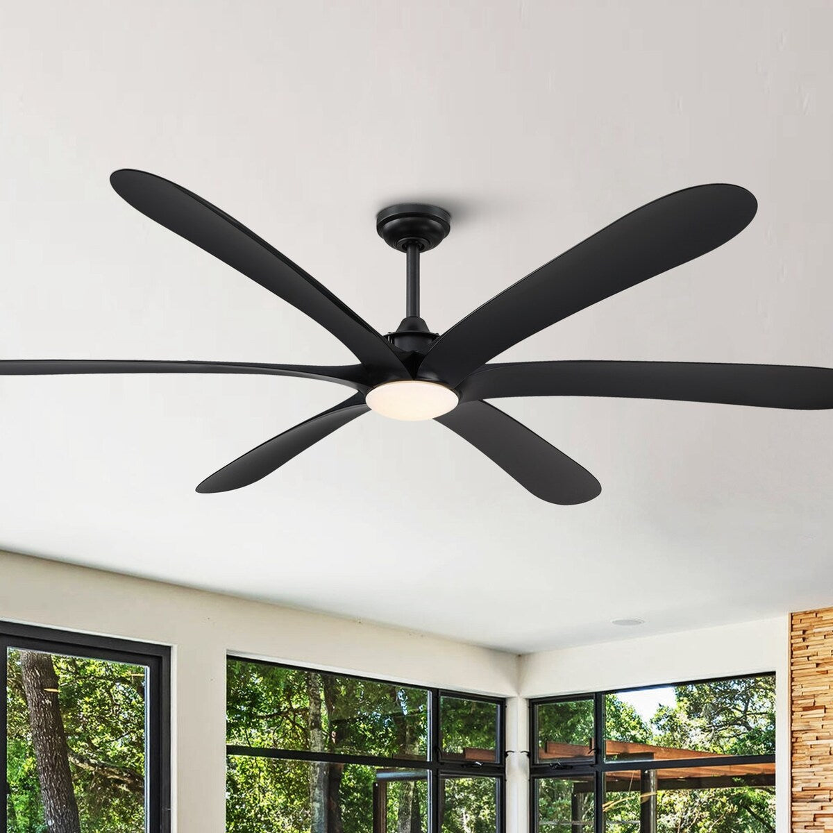 Grand ventilateur de plafond à courant continu à 6 pales en bois flotté de 72 pouces avec lumière et télécommande