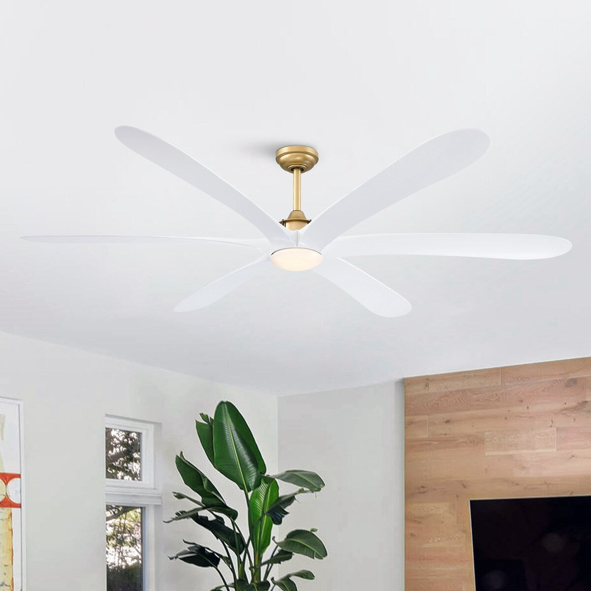 Grand ventilateur de plafond à courant continu à 6 pales en bois flotté de 72 pouces avec lumière et télécommande