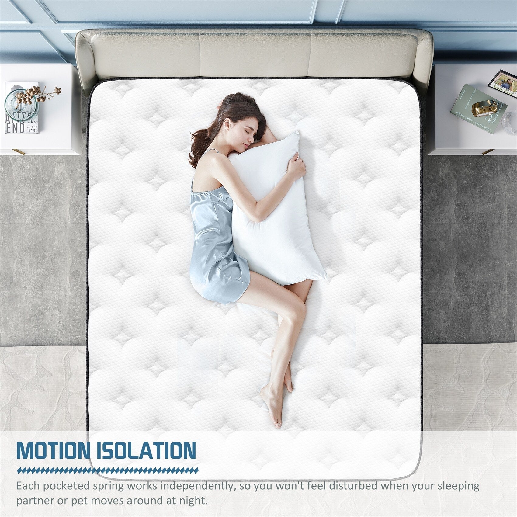 8 matelas hybrides en mousse à mémoire de forme refroidissante moyenne dans une boîte