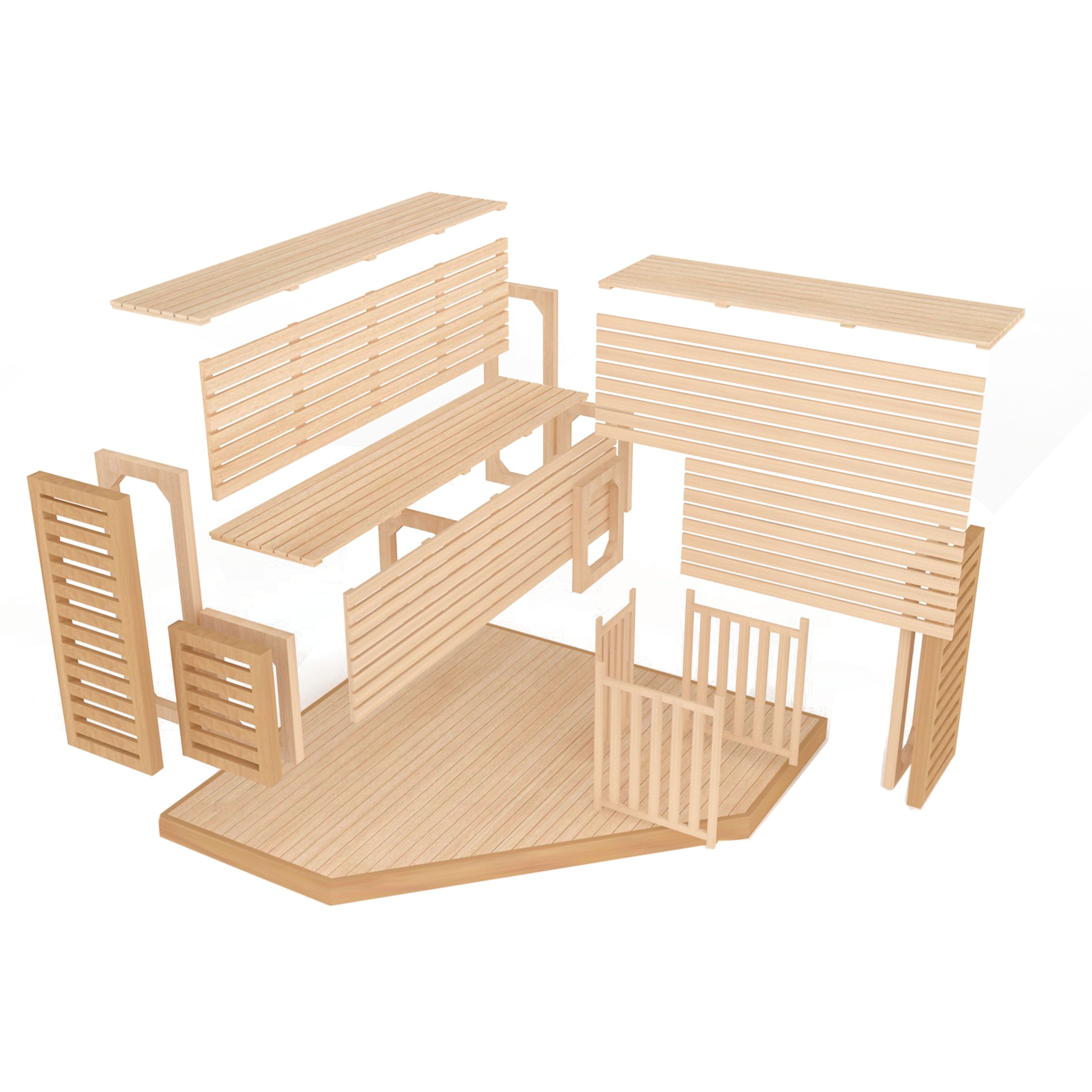 Sauna d'intérieur sec et humide en bois ALEKO pour 5 à 6 personnes avec chauffage électrique - 75 x 75 x 83 pouces