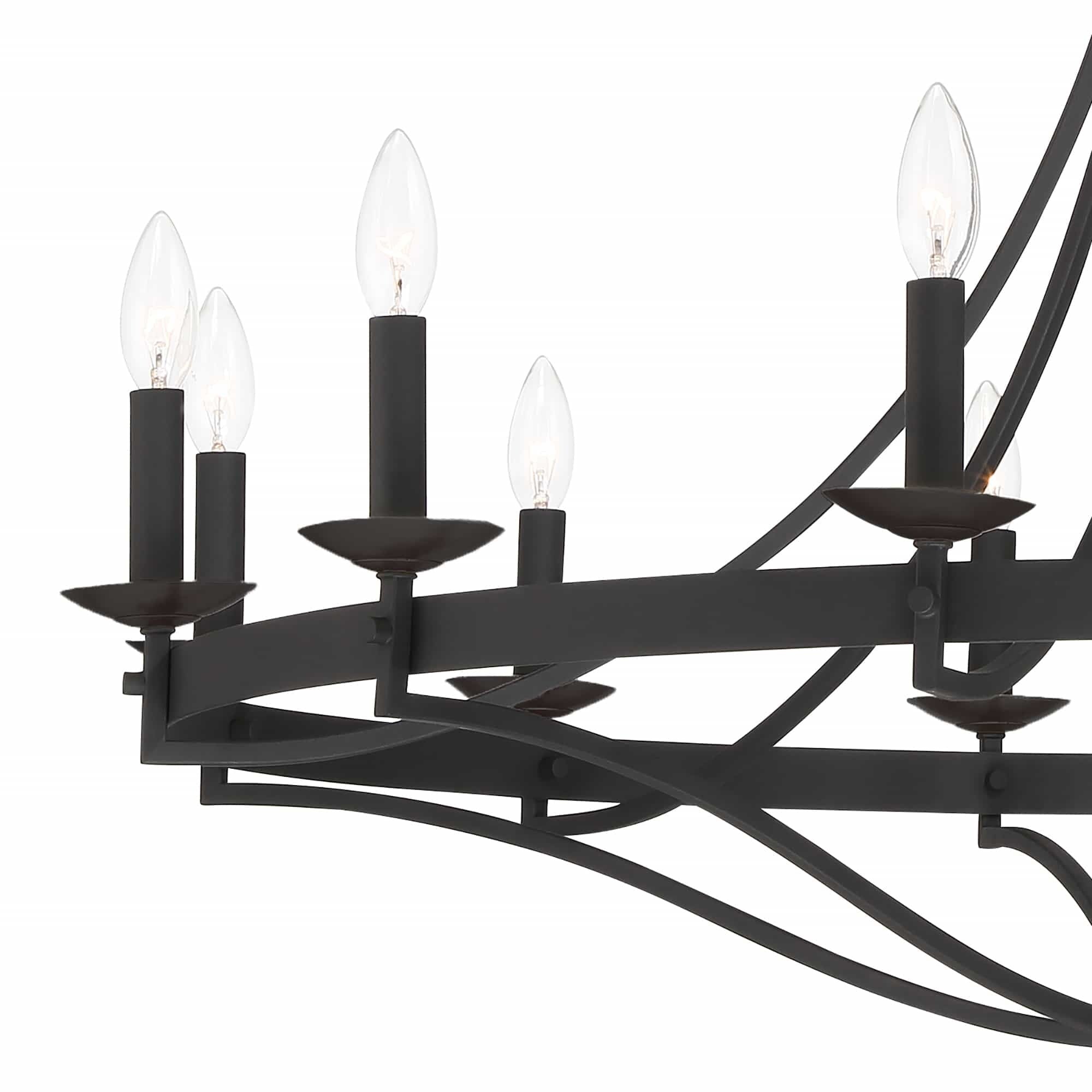 Lustre Empire à 12 lumières de style ferme moderne Fidenza avec roue de chariot et UL - D40'' * H135''