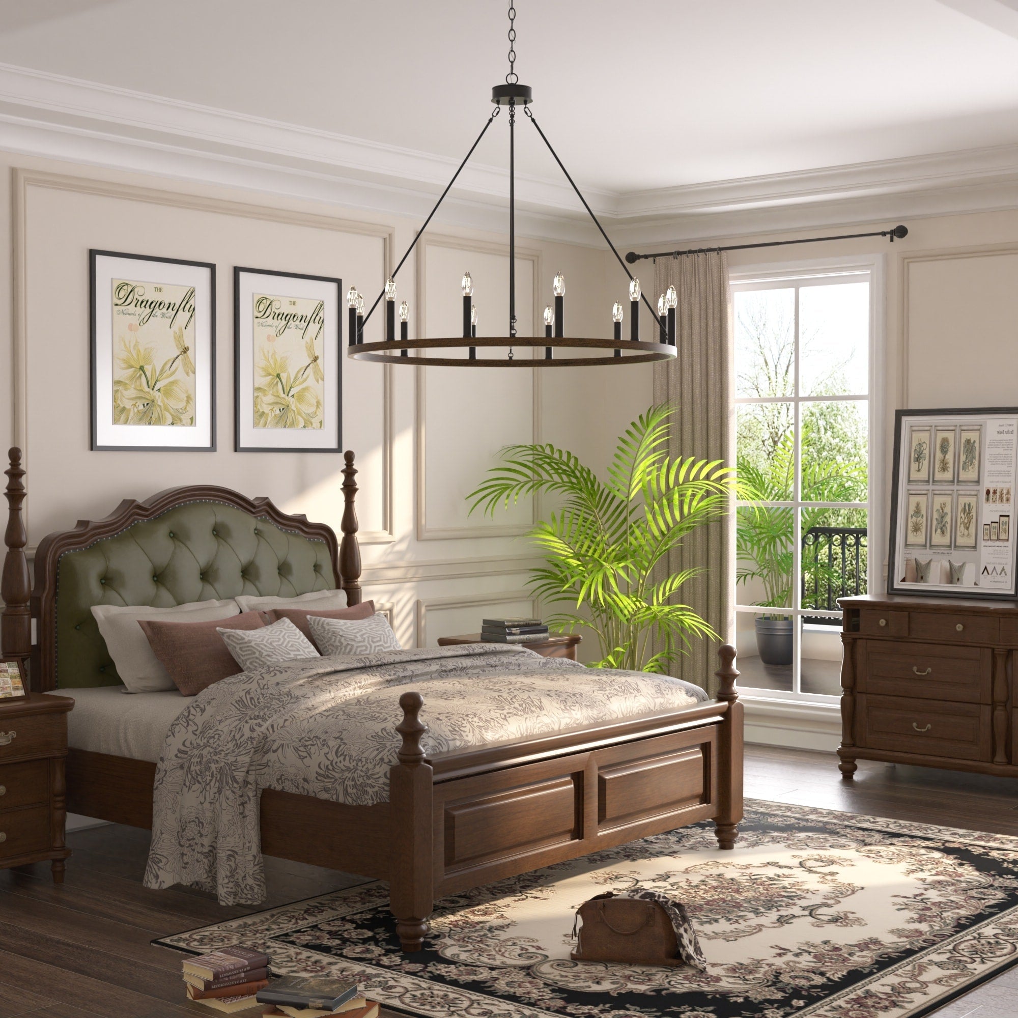 Lustre Acroma Farmhouse à 12 lumières, 40 po, en forme de roue de chariot, certifié UL - 40 po P x 138 po H