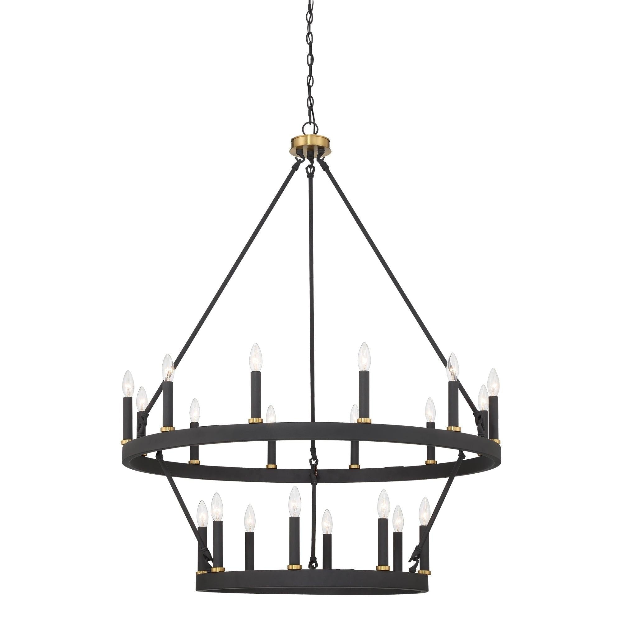 Lustre rond en forme de roue de chariot de style ferme moderne Acroma à 20 lumières de 40 po avec UL