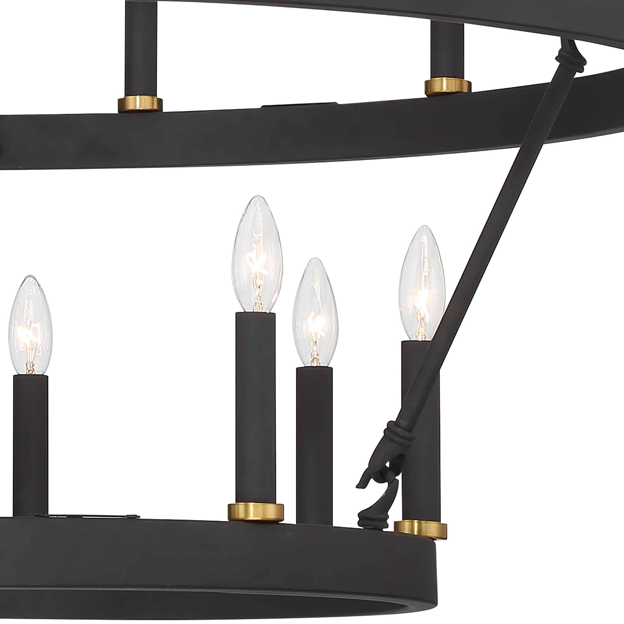 Lustre rond en forme de roue de chariot de style ferme moderne Acroma à 20 lumières de 40 po avec UL