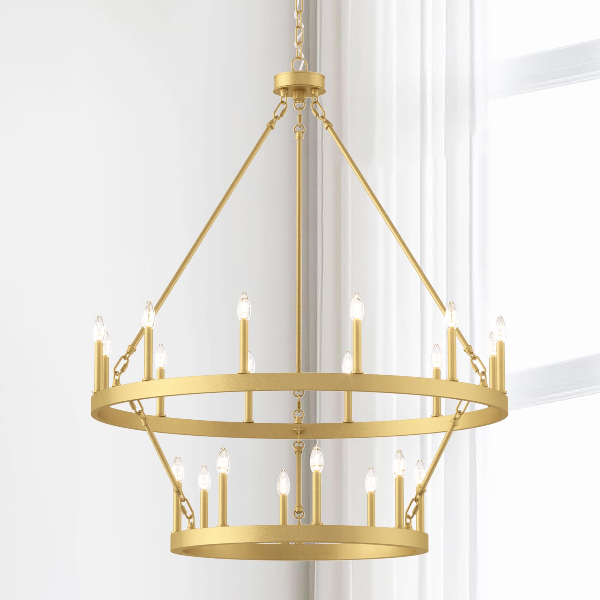 Lustre rond en forme de roue de chariot de style ferme moderne Acroma à 20 lumières de 40 po avec UL