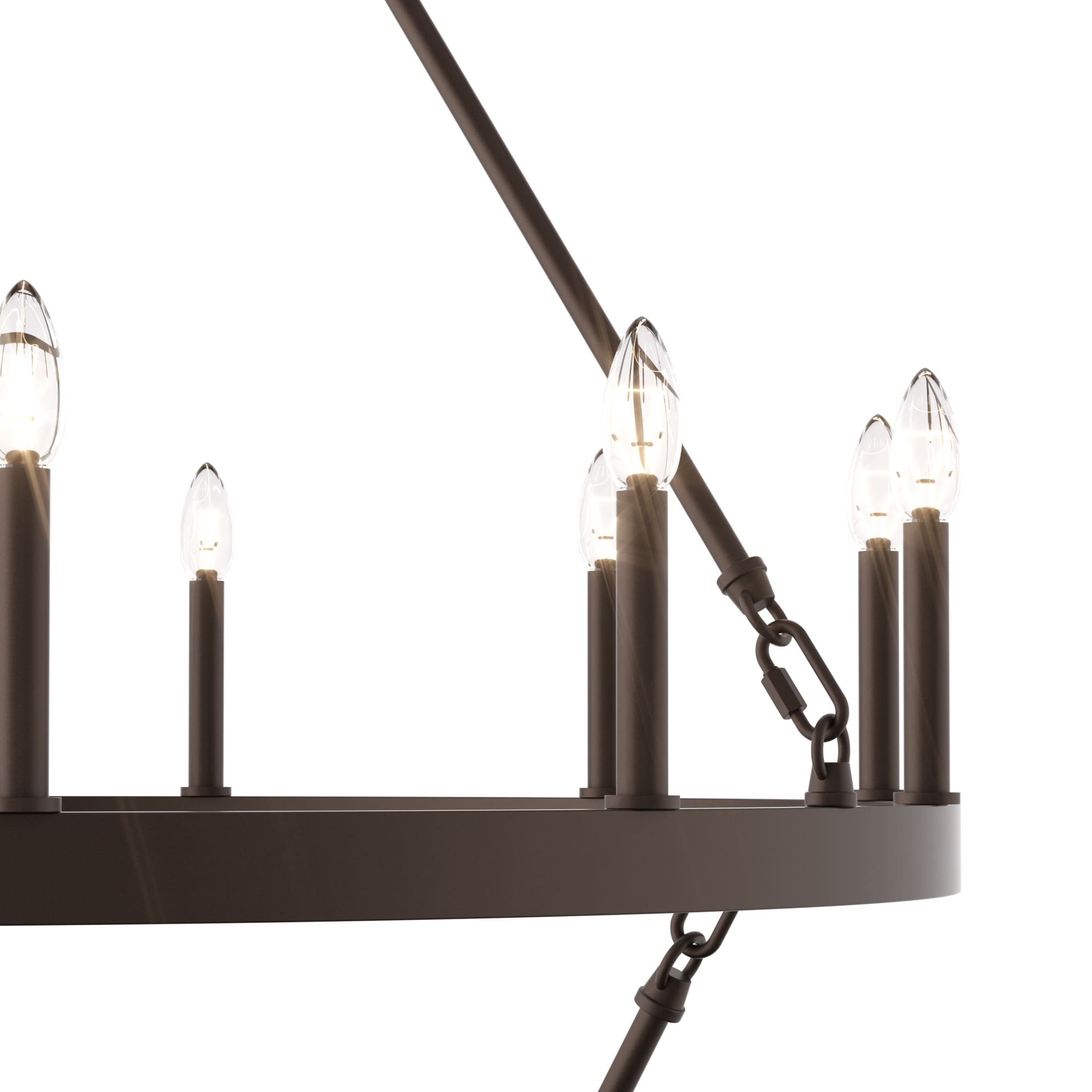 Lustre rond en forme de roue de chariot de style ferme moderne Acroma à 20 lumières de 40 po avec UL