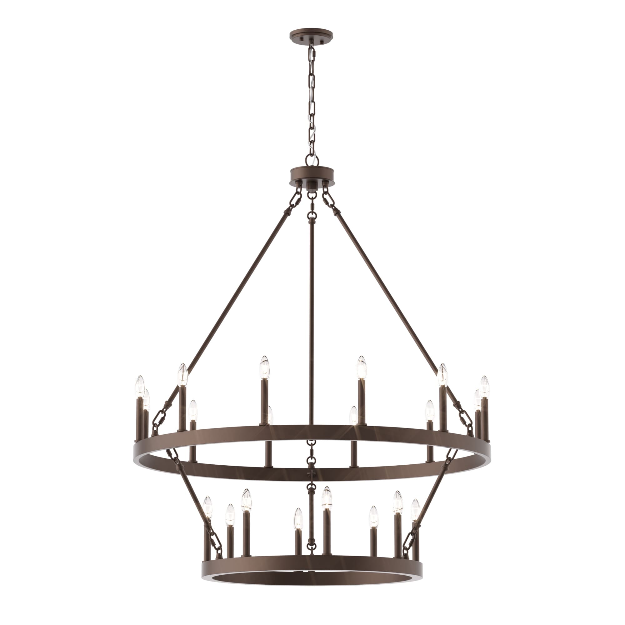 Lustre rond en forme de roue de chariot de style ferme moderne Acroma à 20 lumières de 40 po avec UL