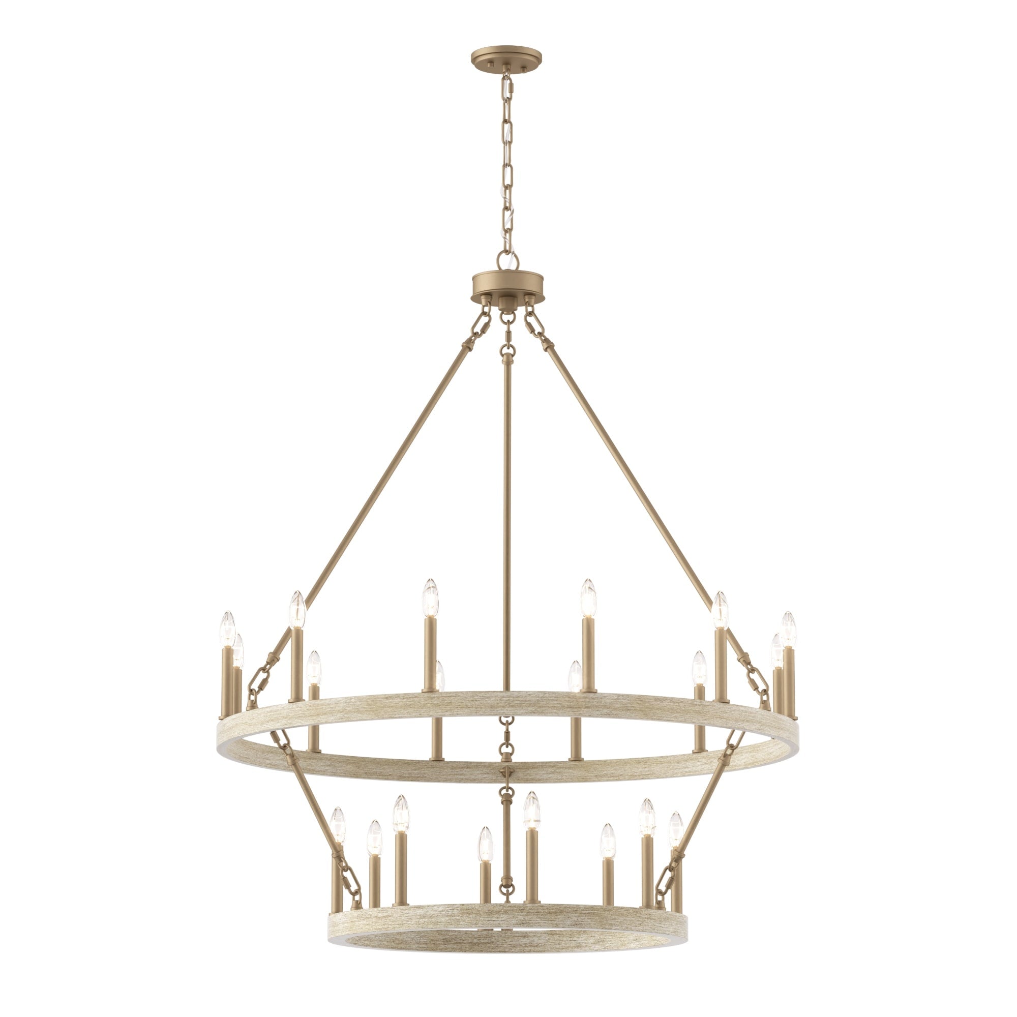 Lustre rond en forme de roue de chariot de style ferme moderne Acroma à 20 lumières de 40 po avec UL