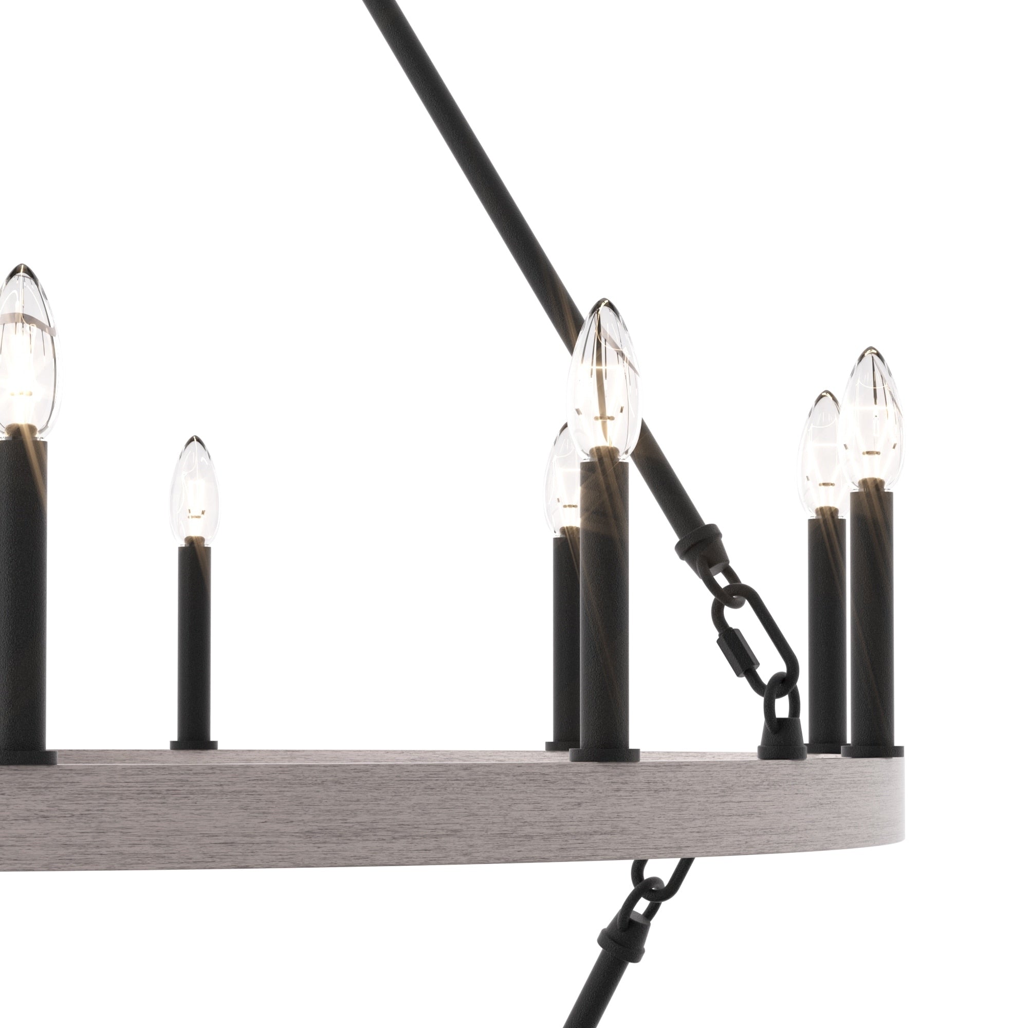 Lustre rond en forme de roue de chariot de style ferme moderne Acroma à 20 lumières de 40 po avec UL