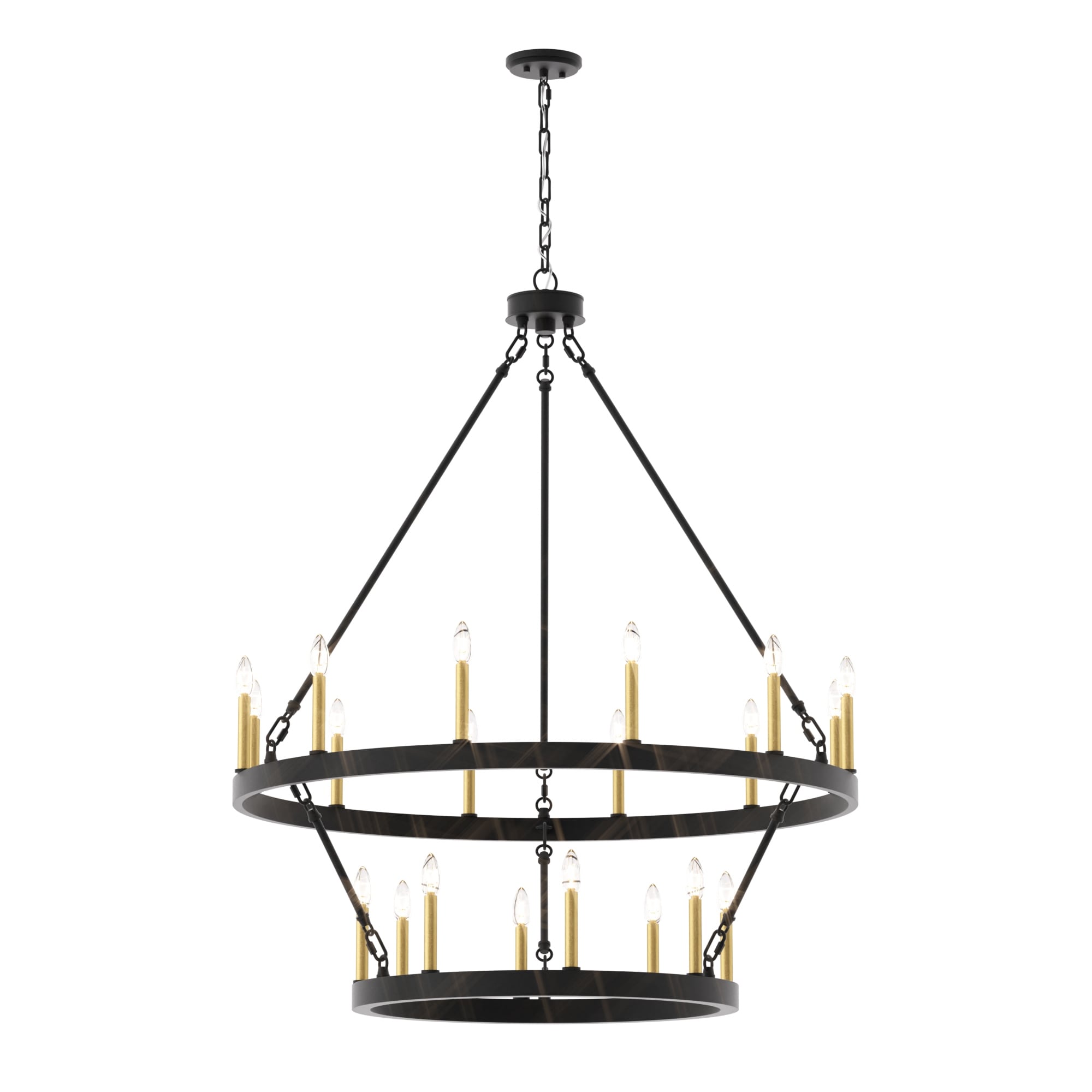 Lustre rond en forme de roue de chariot de style ferme moderne Acroma à 20 lumières de 40 po avec UL
