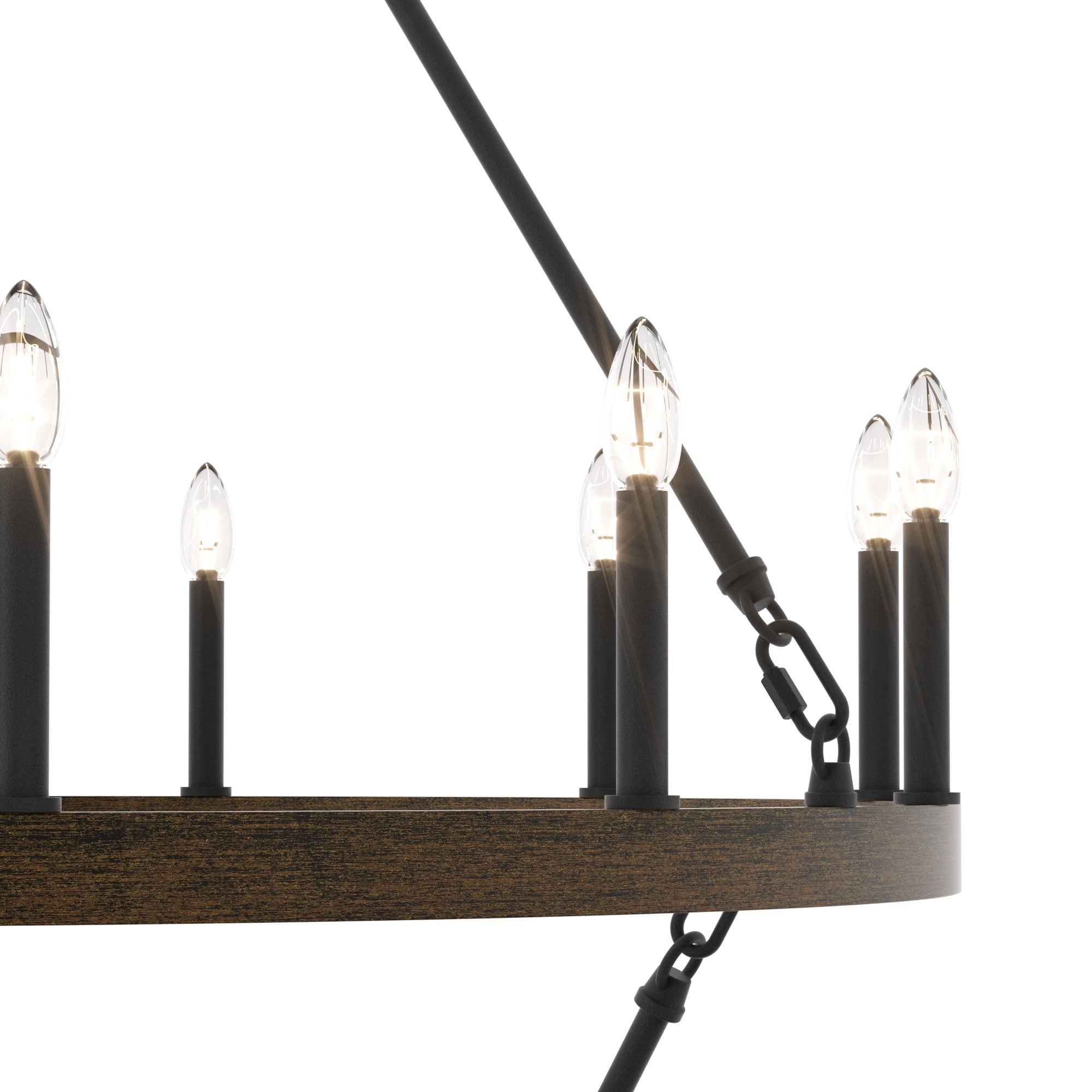 Lustre rond en forme de roue de chariot de style ferme moderne Acroma à 20 lumières de 40 po avec UL
