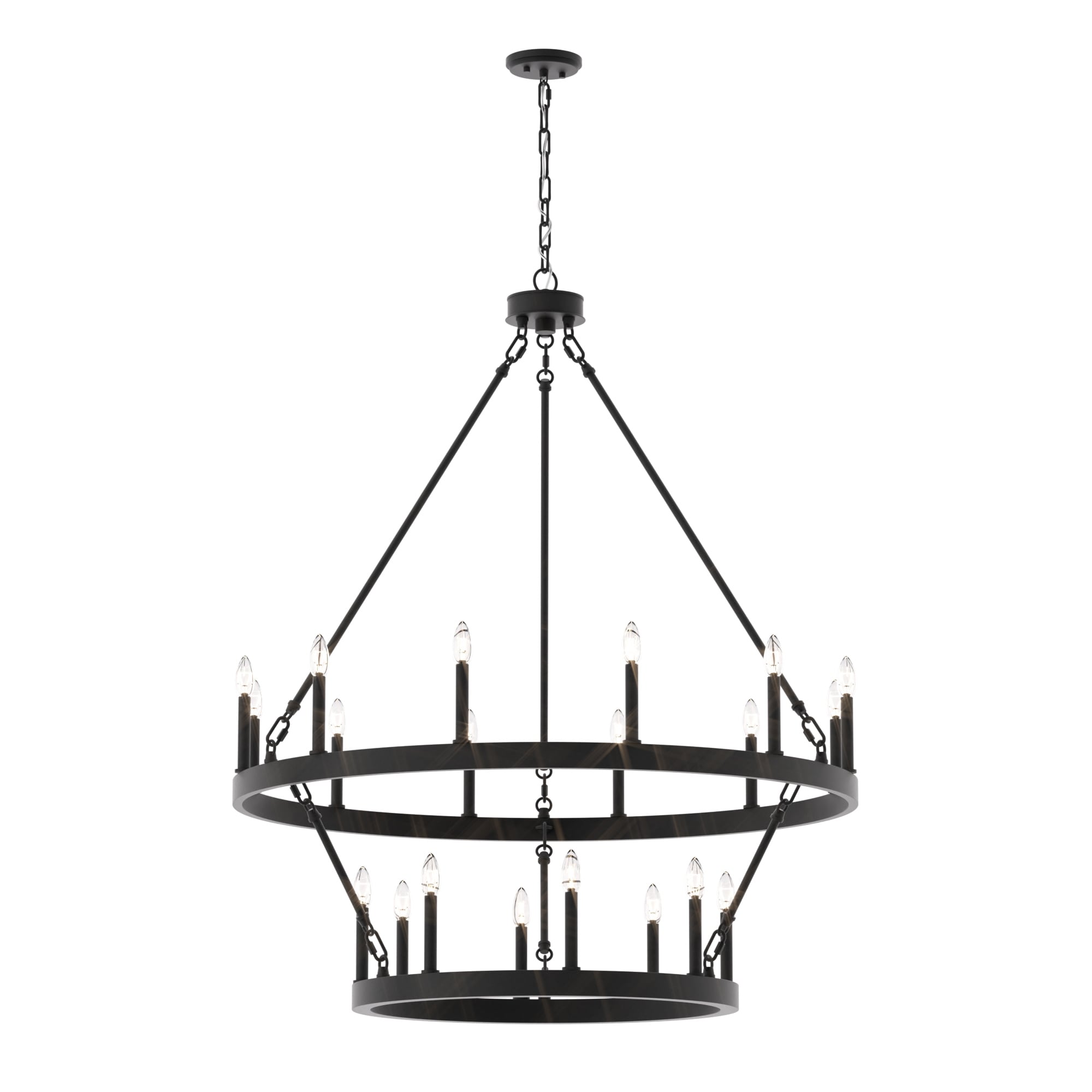 Lustre rond en forme de roue de chariot de style ferme moderne Acroma à 20 lumières de 40 po avec UL