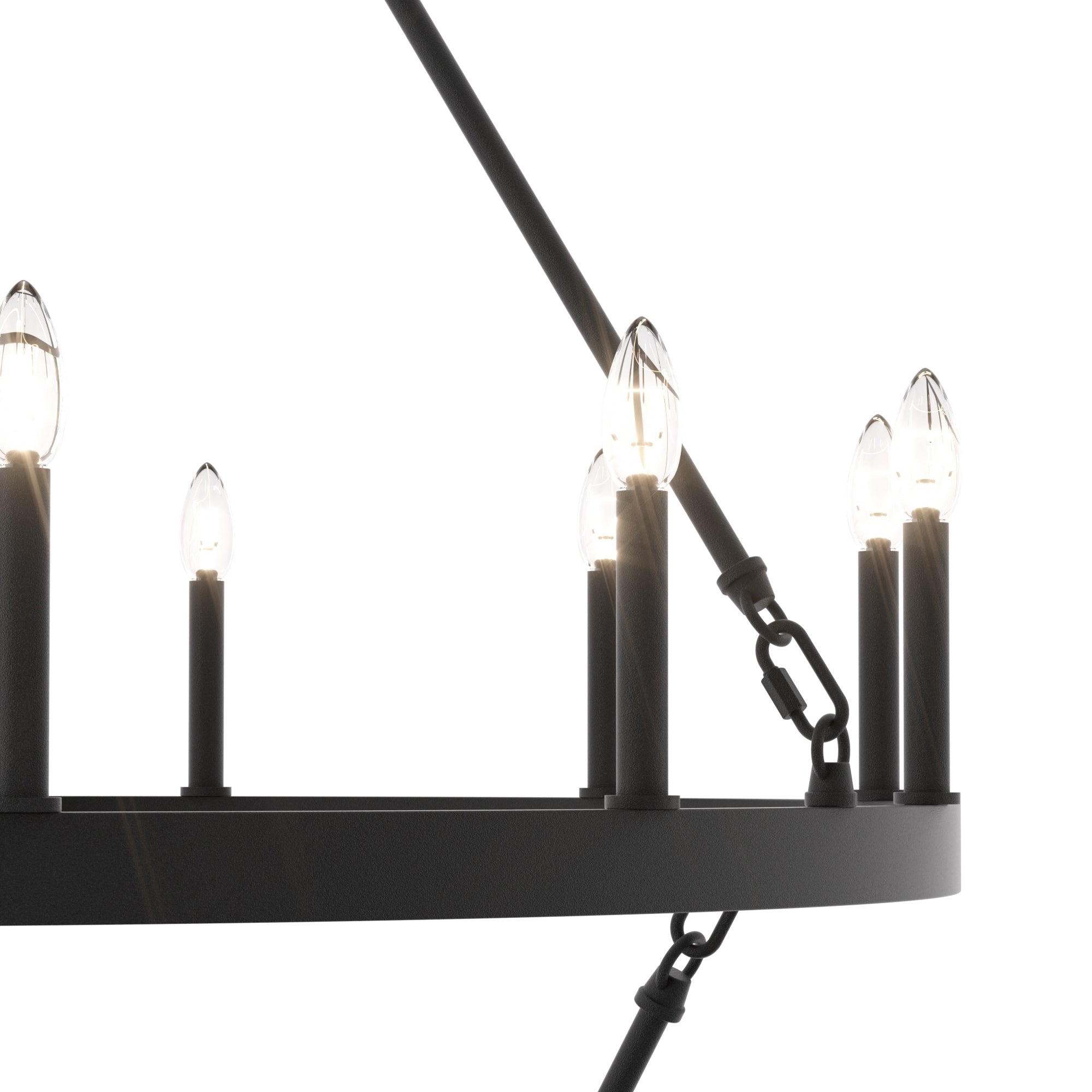 Lustre rond en forme de roue de chariot de style ferme moderne Acroma à 20 lumières de 40 po avec UL