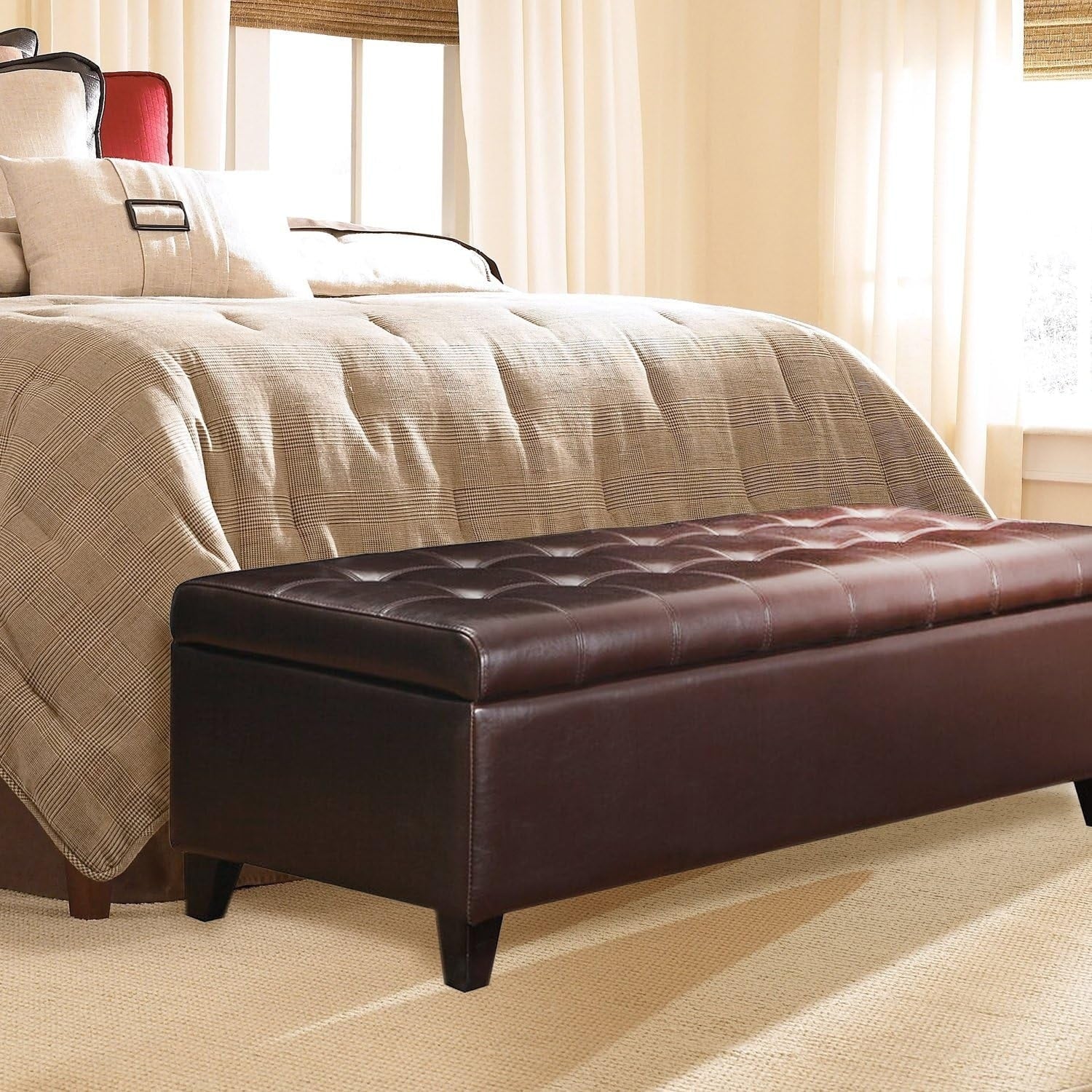 Banc ottoman de rangement en cuir reconstitué Adeco 50
