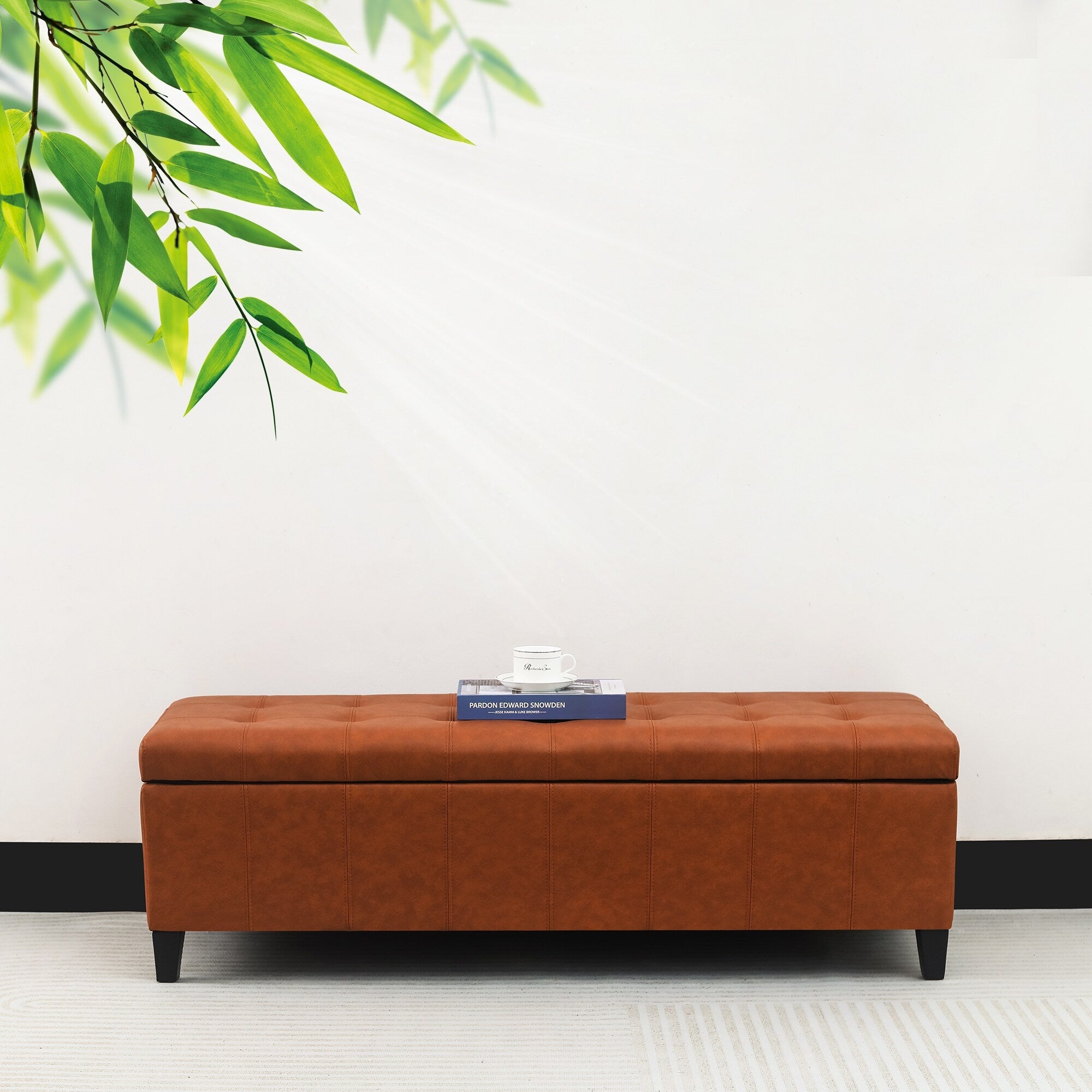 Banc ottoman de rangement en cuir reconstitué Adeco 50