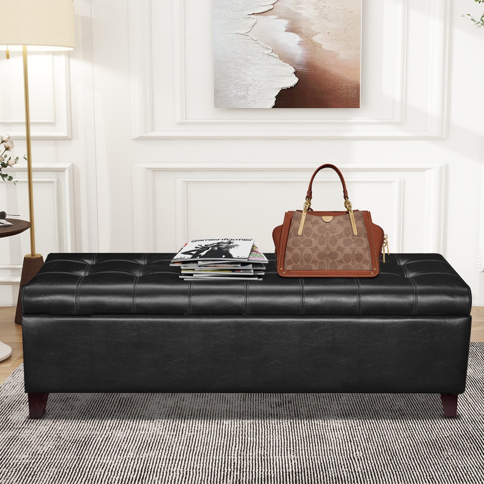 Banc ottoman de rangement en cuir reconstitué Adeco 50