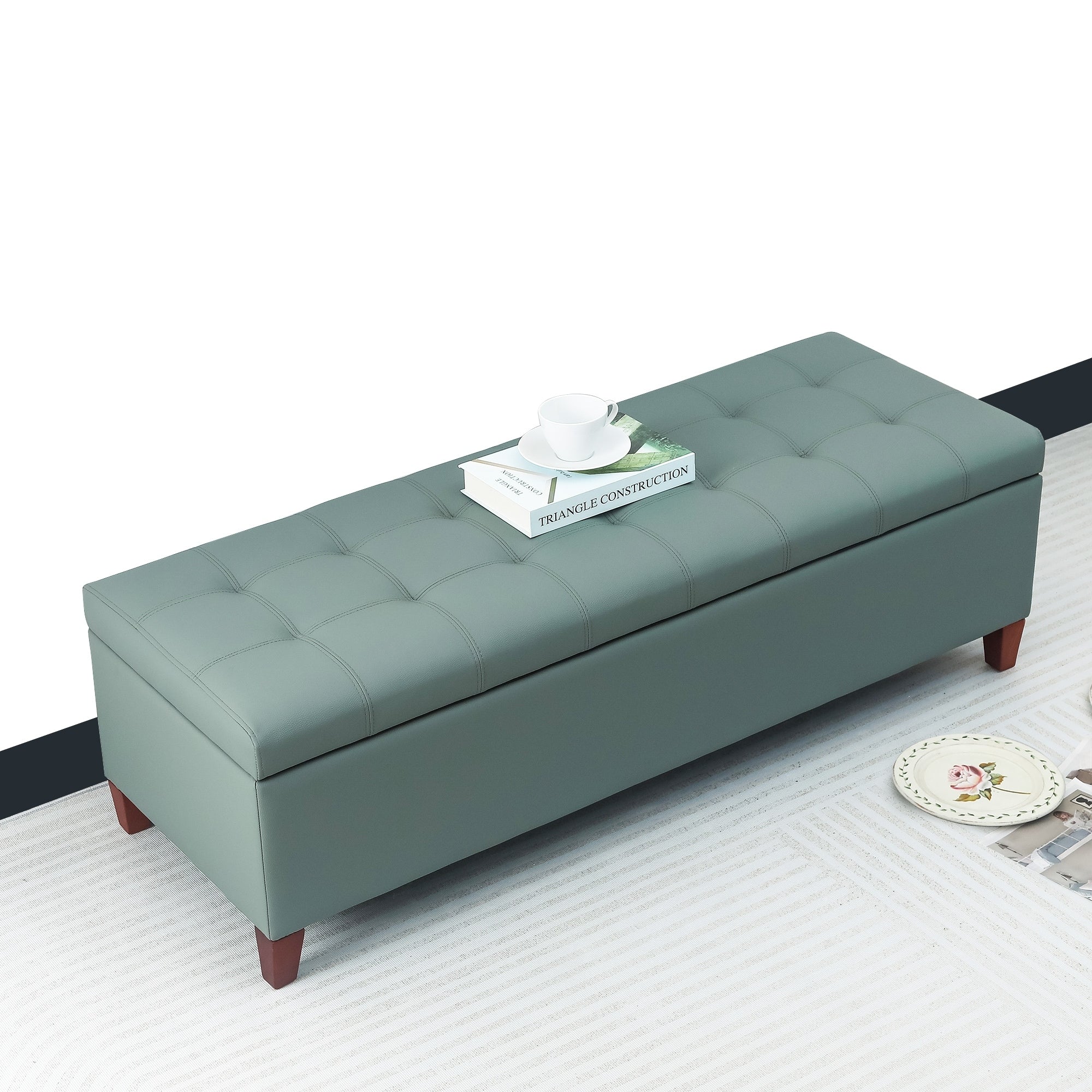 Banc ottoman de rangement en cuir reconstitué Adeco 50