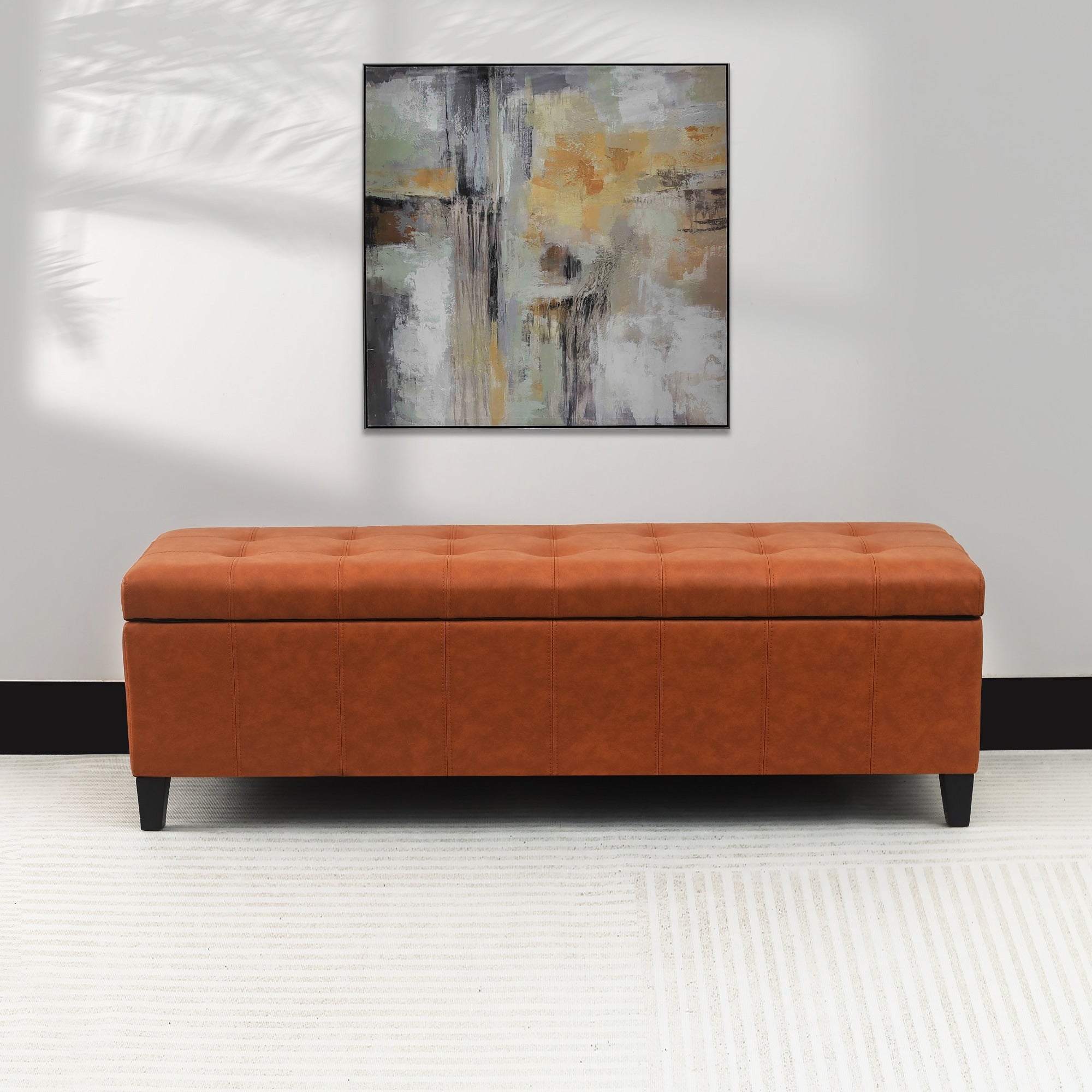 Banc ottoman de rangement en cuir reconstitué Adeco 50