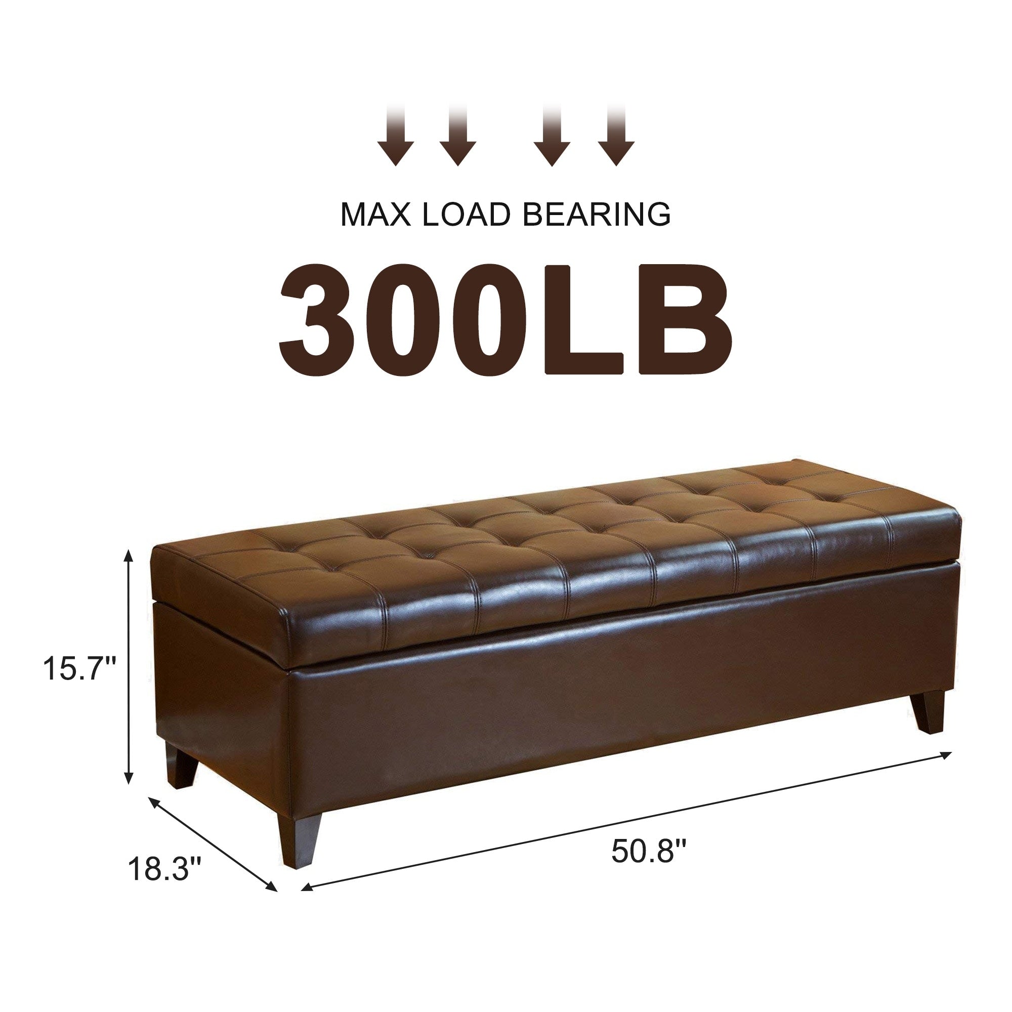 Banc ottoman de rangement en cuir reconstitué Adeco 50